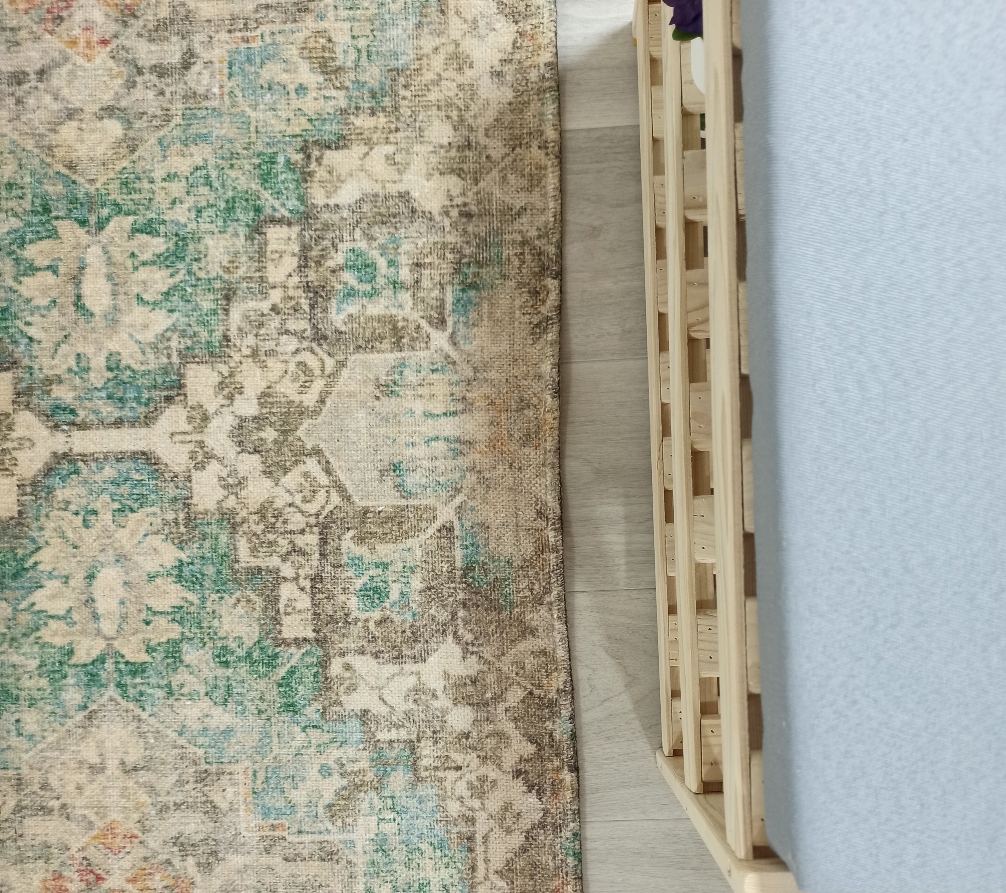 Lema Turkish Vintage Medallion Style Beige Green Rug