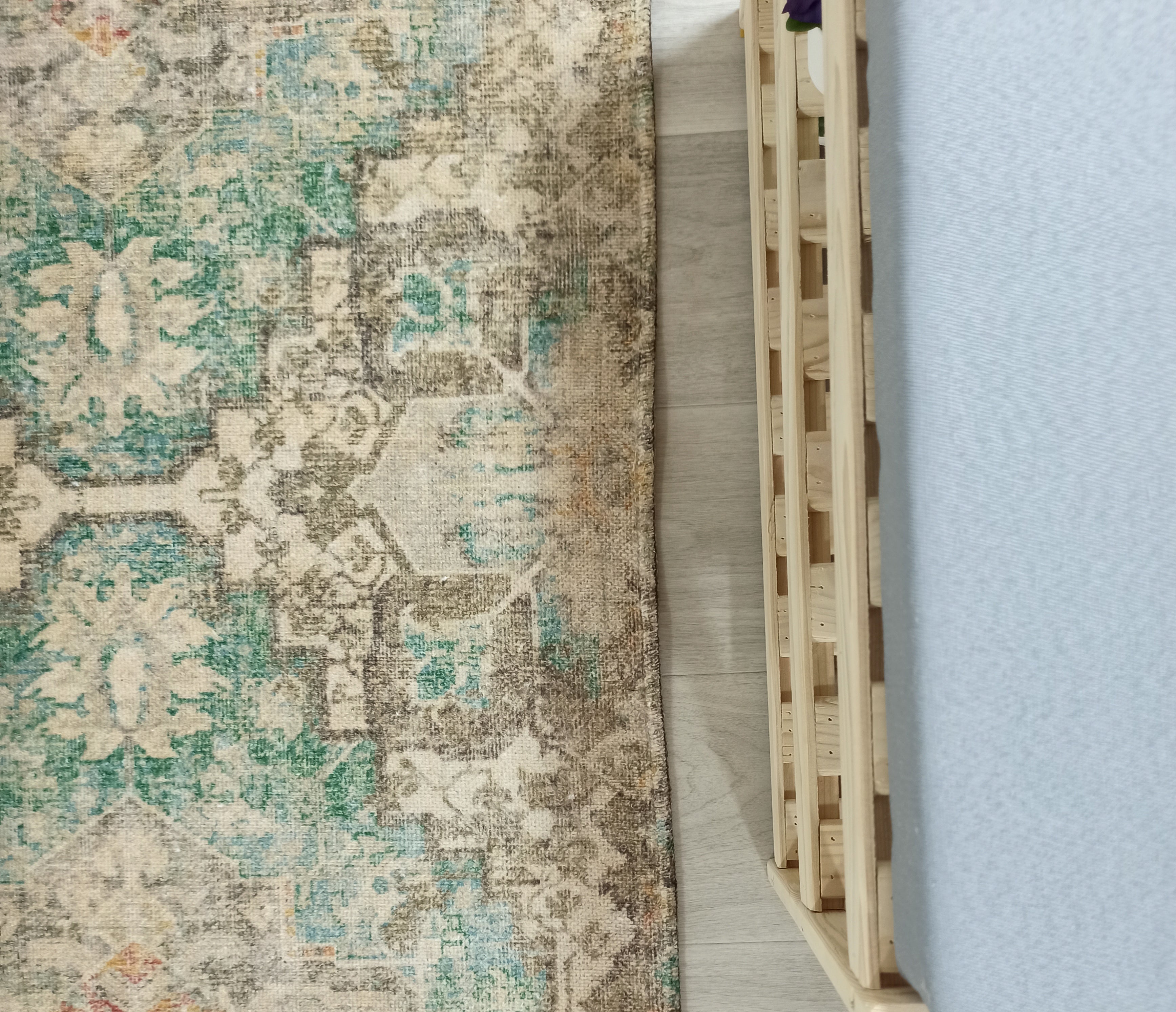 Lema Turkish Vintage Medallion Style Beige Green Rug