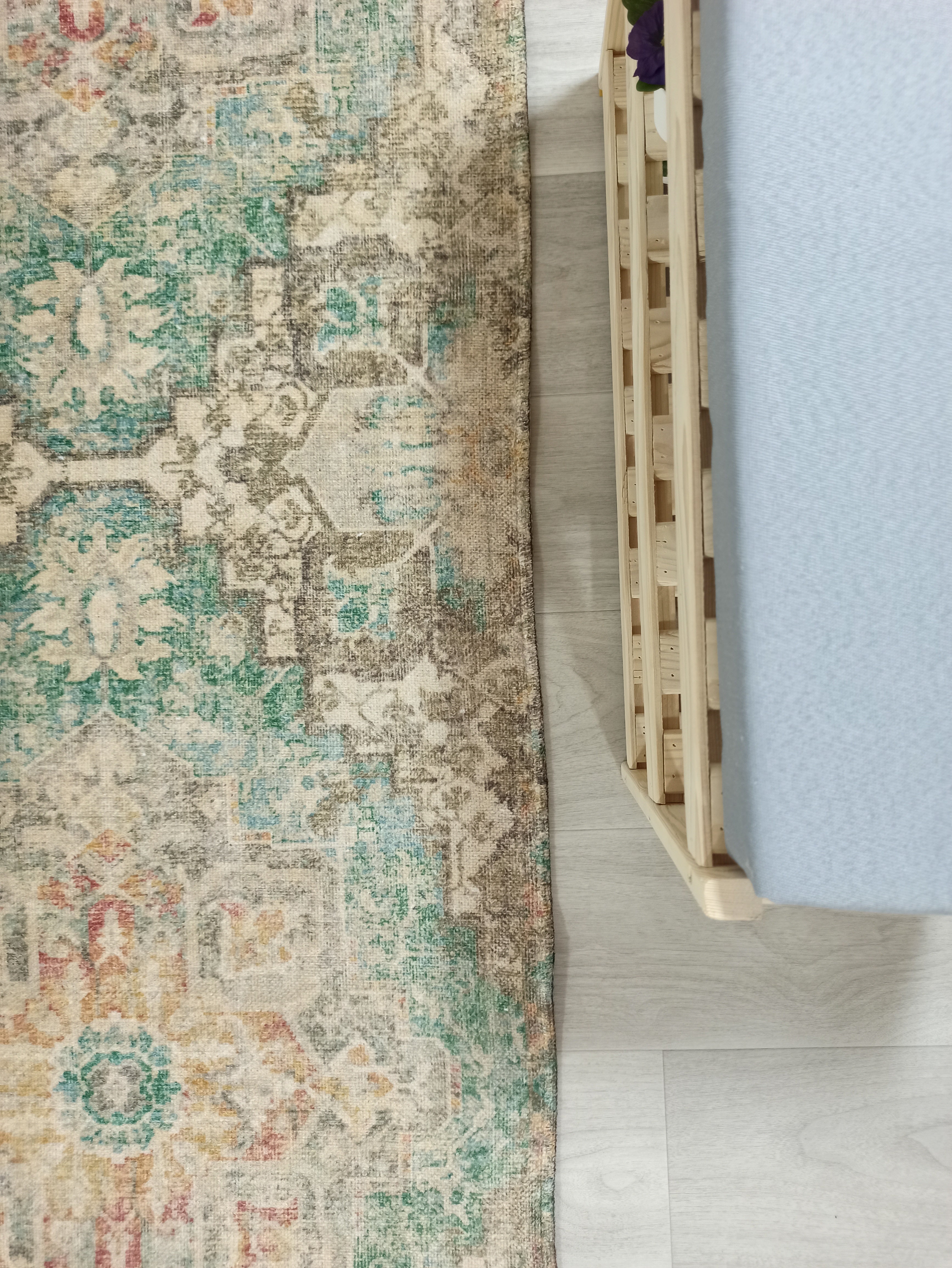 Lema Turkish Vintage Medallion Style Beige Green Rug