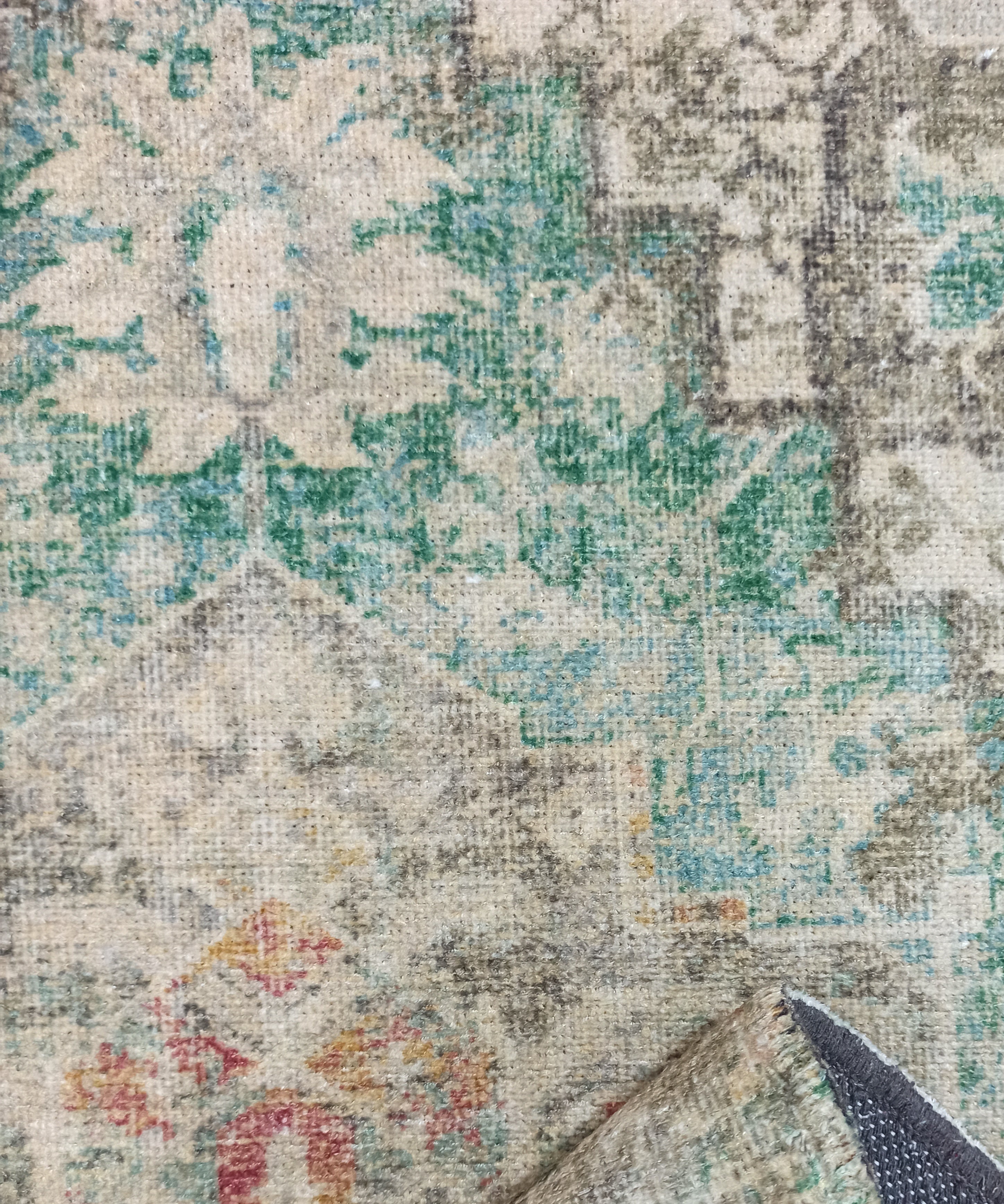 Lema Turkish Vintage Medallion Style Beige Green Rug