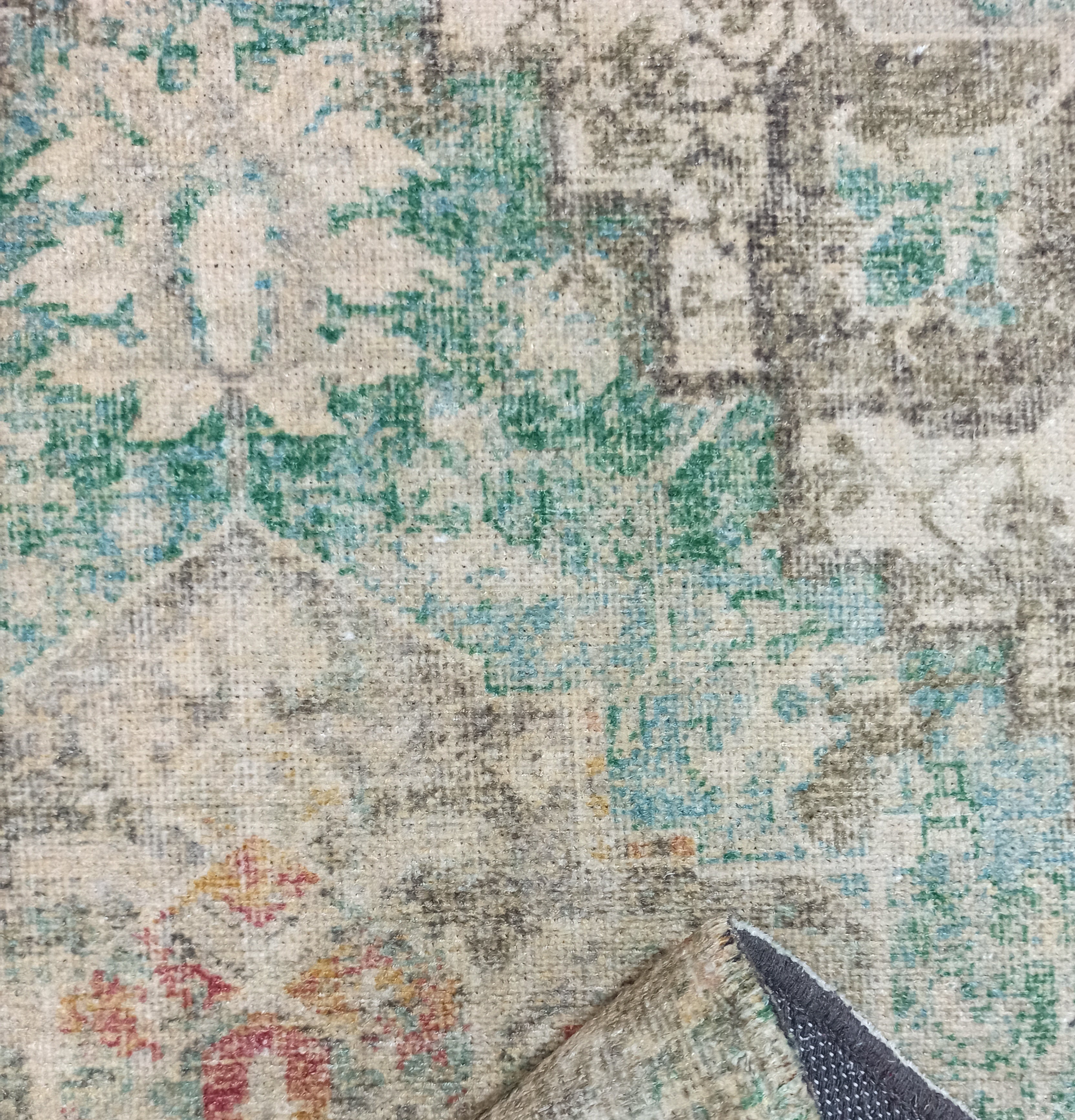 Lema Turkish Vintage Medallion Style Beige Green Rug