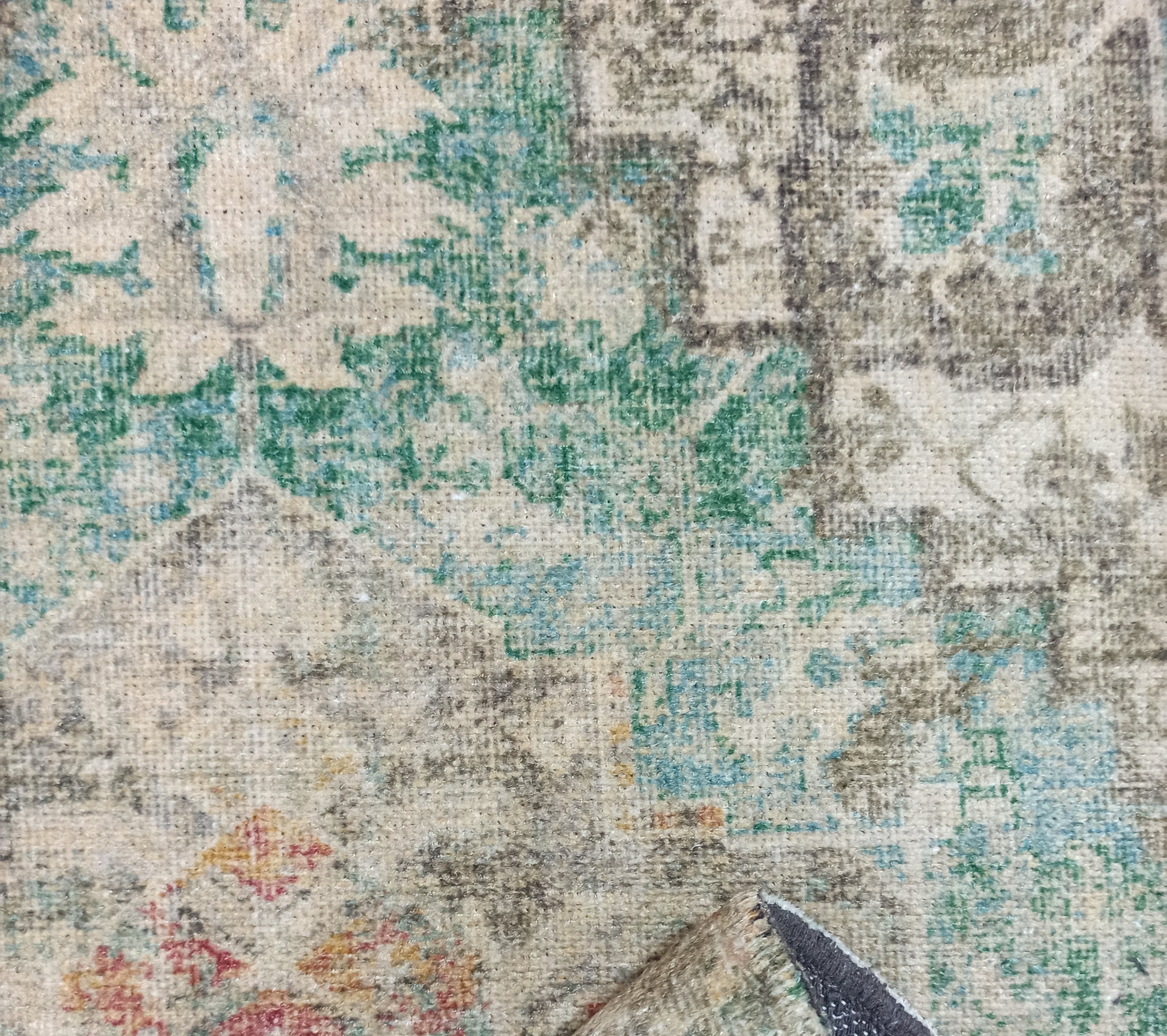 Lema Turkish Vintage Medallion Style Beige Green Rug