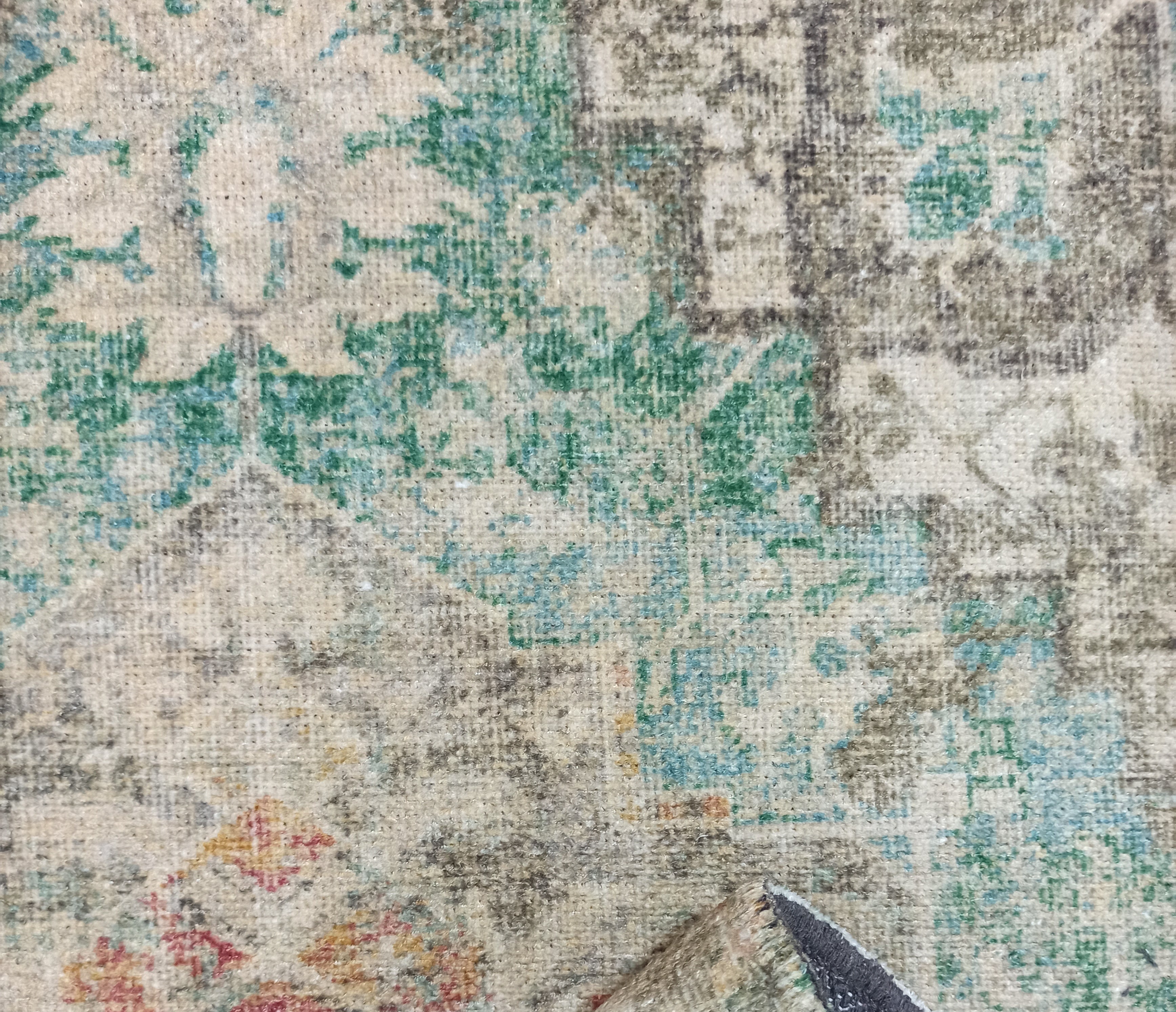 Lema Turkish Vintage Medallion Style Beige Green Rug