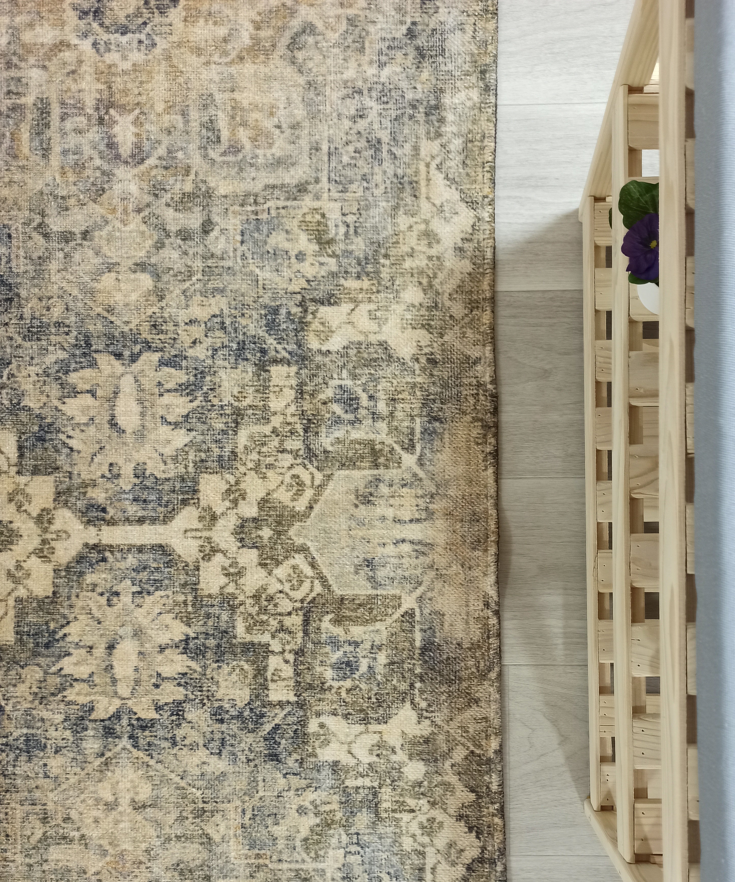 Aliye Turkish Medallion Style Green Beige Vintage Rug