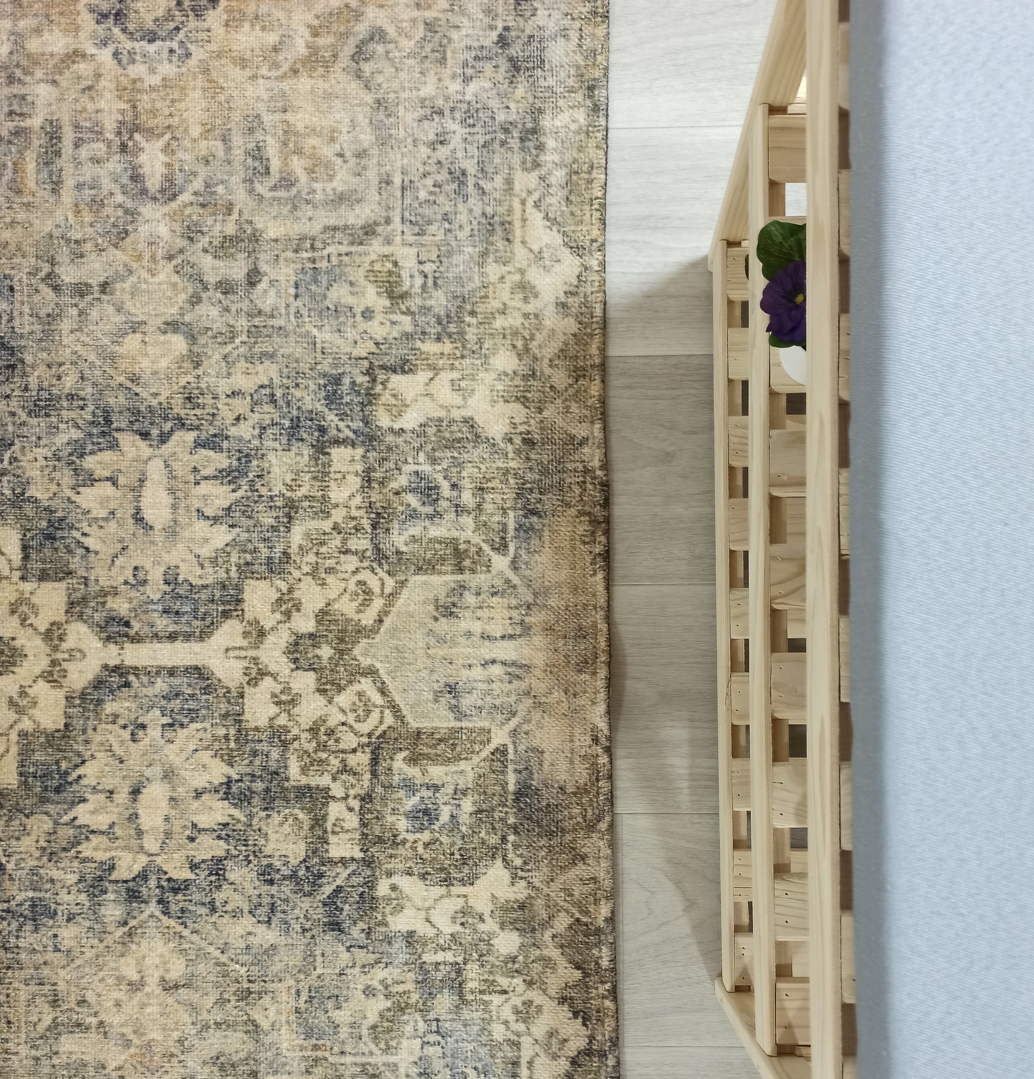 Aliye Turkish Medallion Style Green Beige Vintage Rug