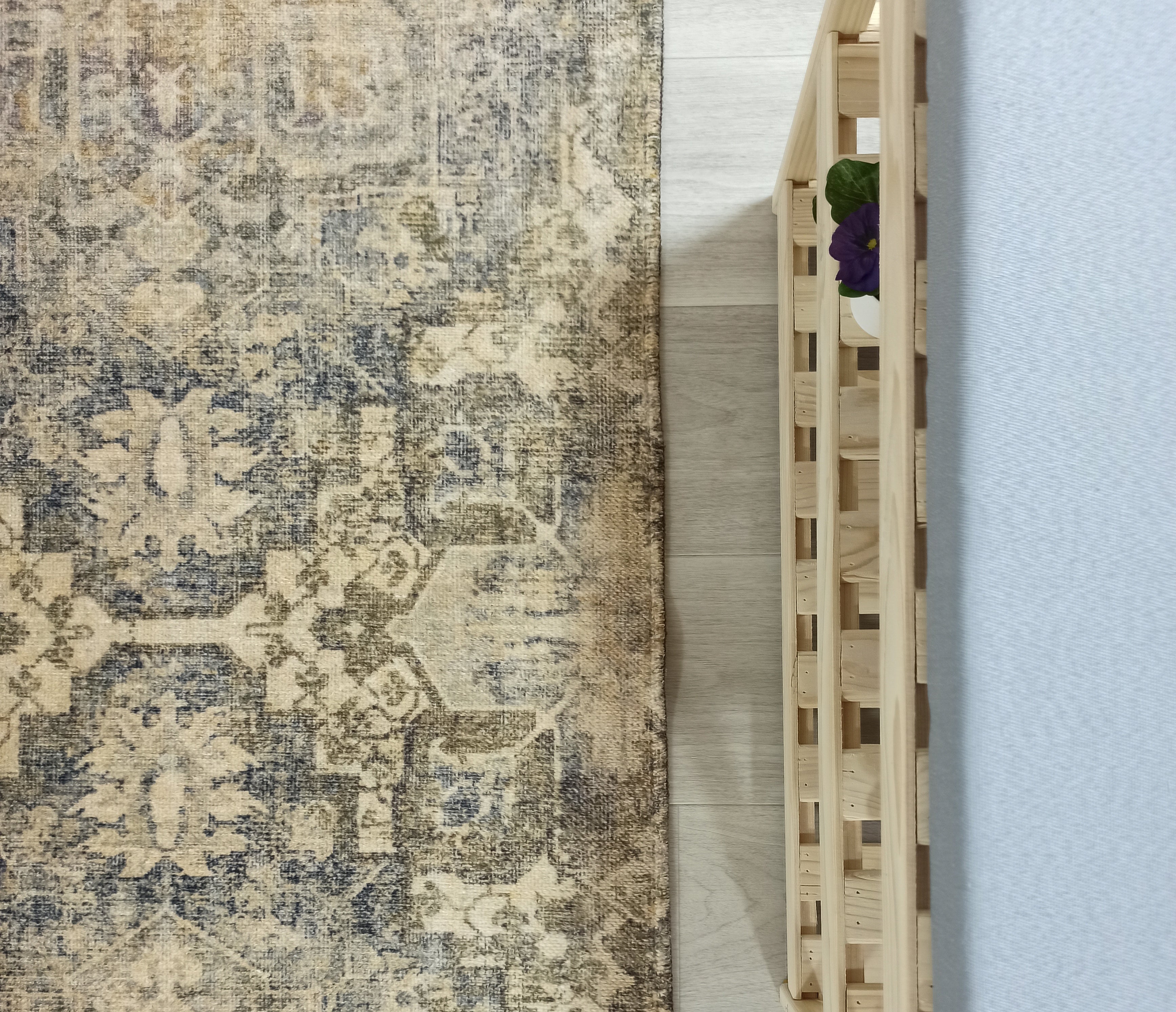 Aliye Turkish Medallion Style Green Beige Vintage Rug