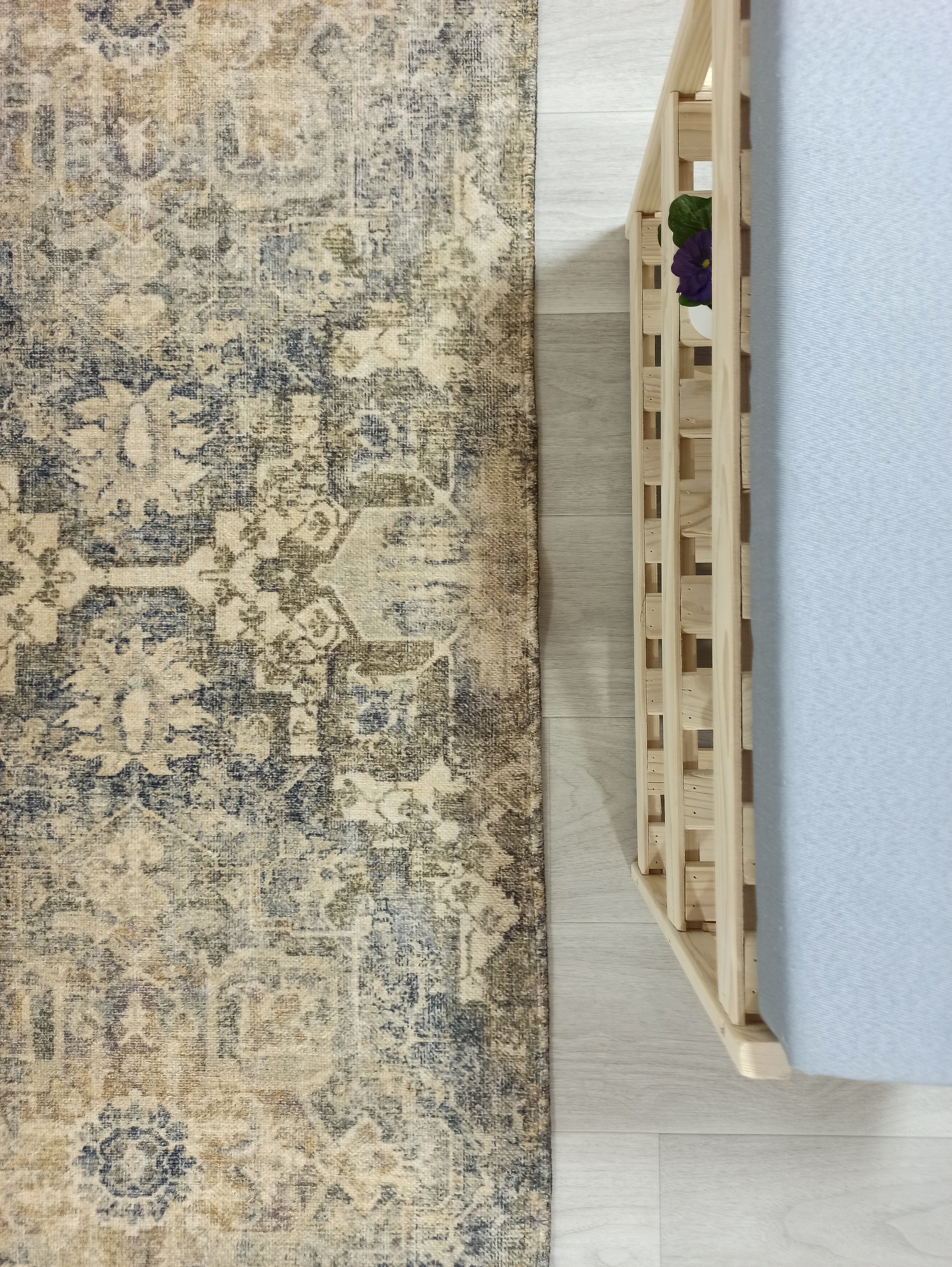 Aliye Turkish Medallion Style Green Beige Vintage Rug