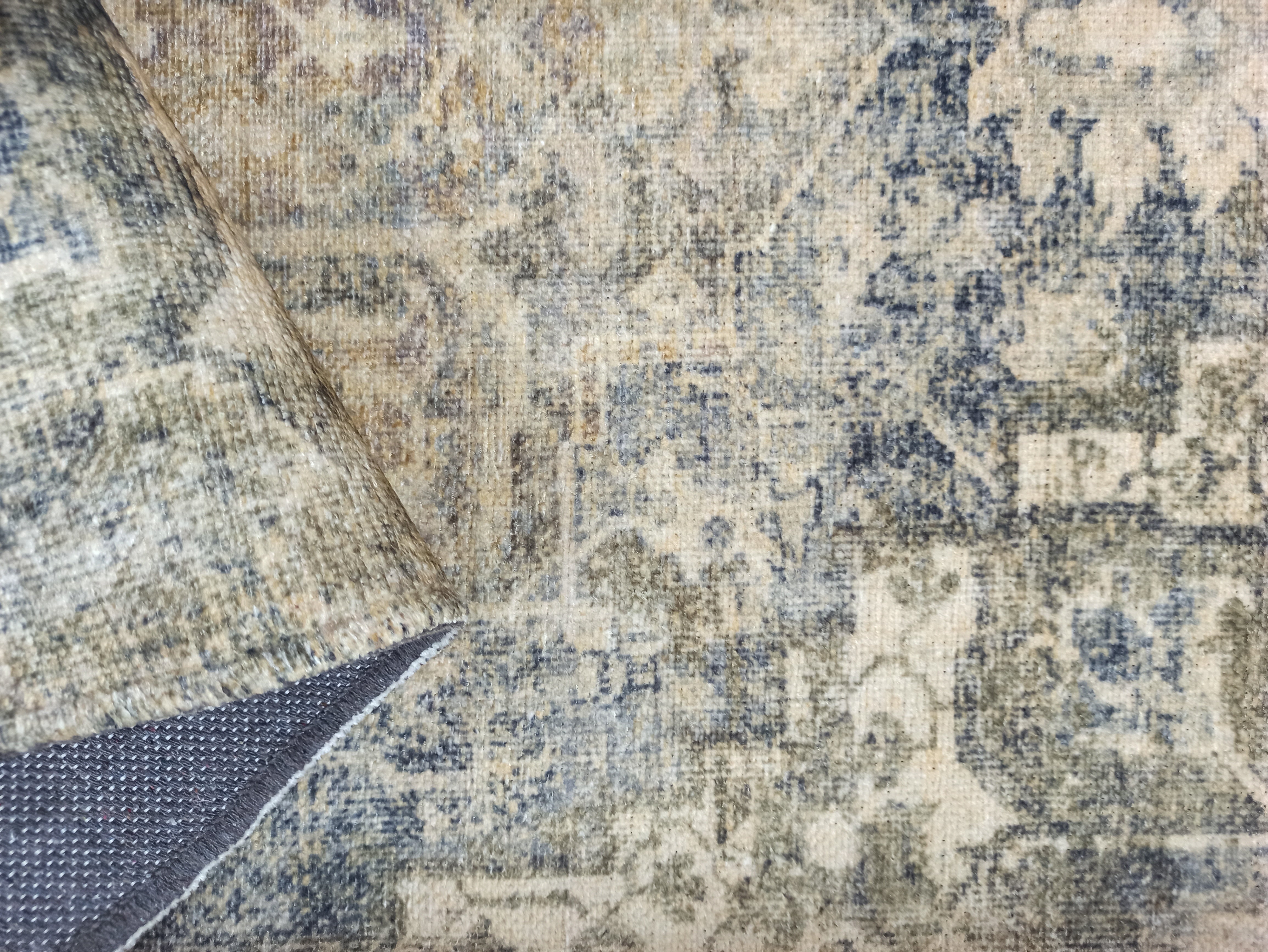 Aliye Turkish Medallion Style Green Beige Vintage Rug