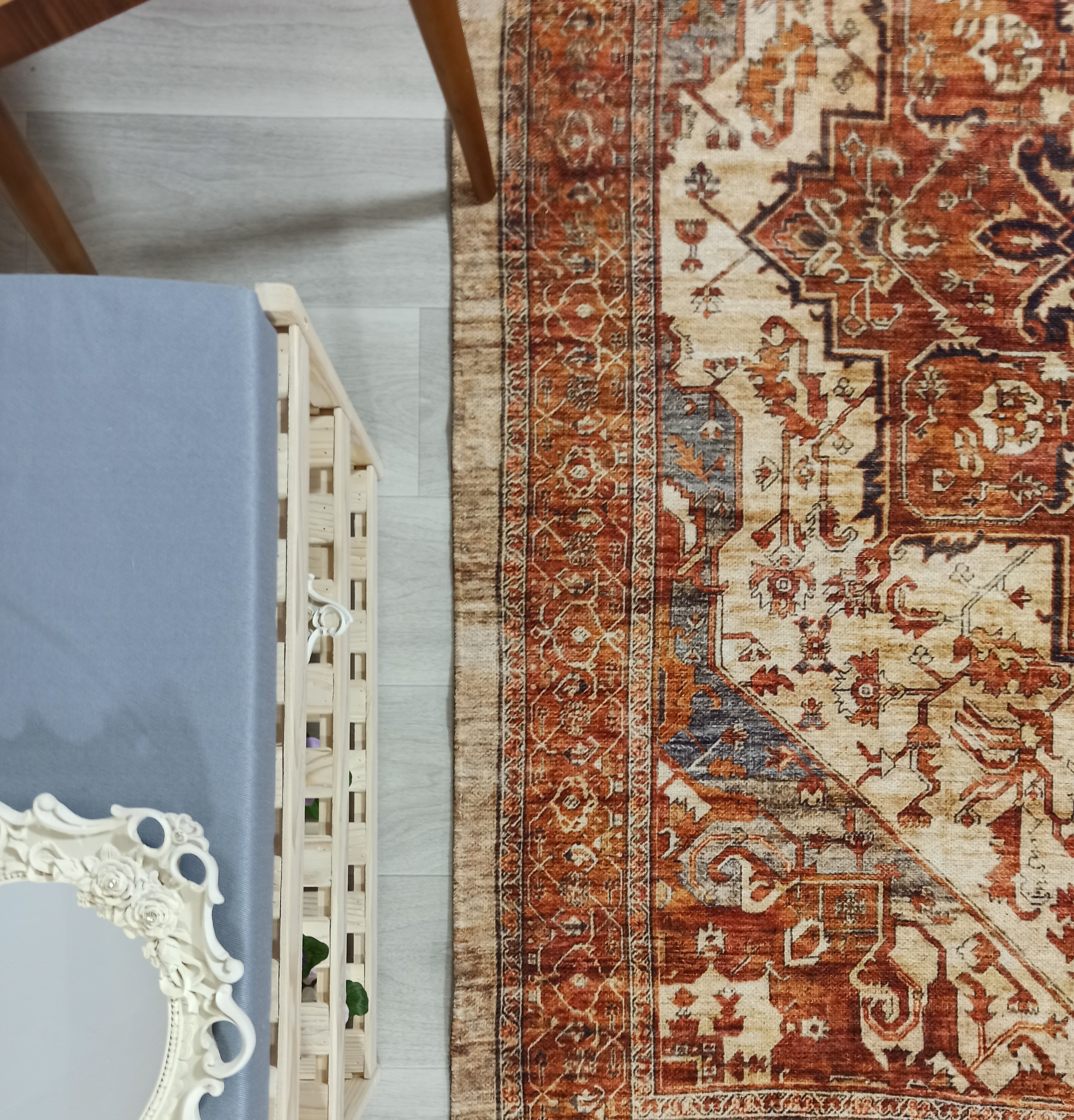 Eylul Turkish Vintage Medallion Style Beige Orange Rug