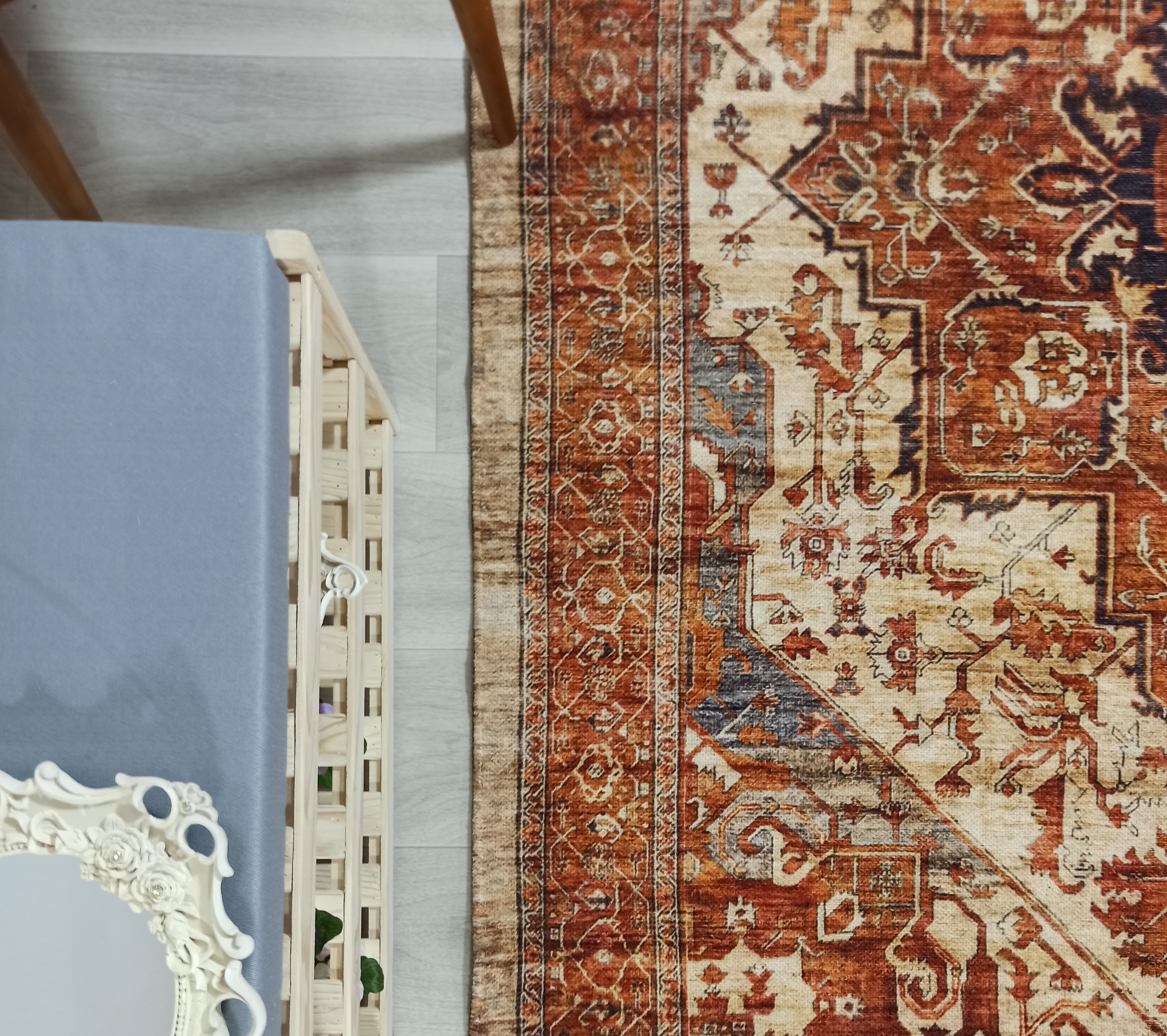 Eylul Turkish Vintage Medallion Style Beige Orange Rug