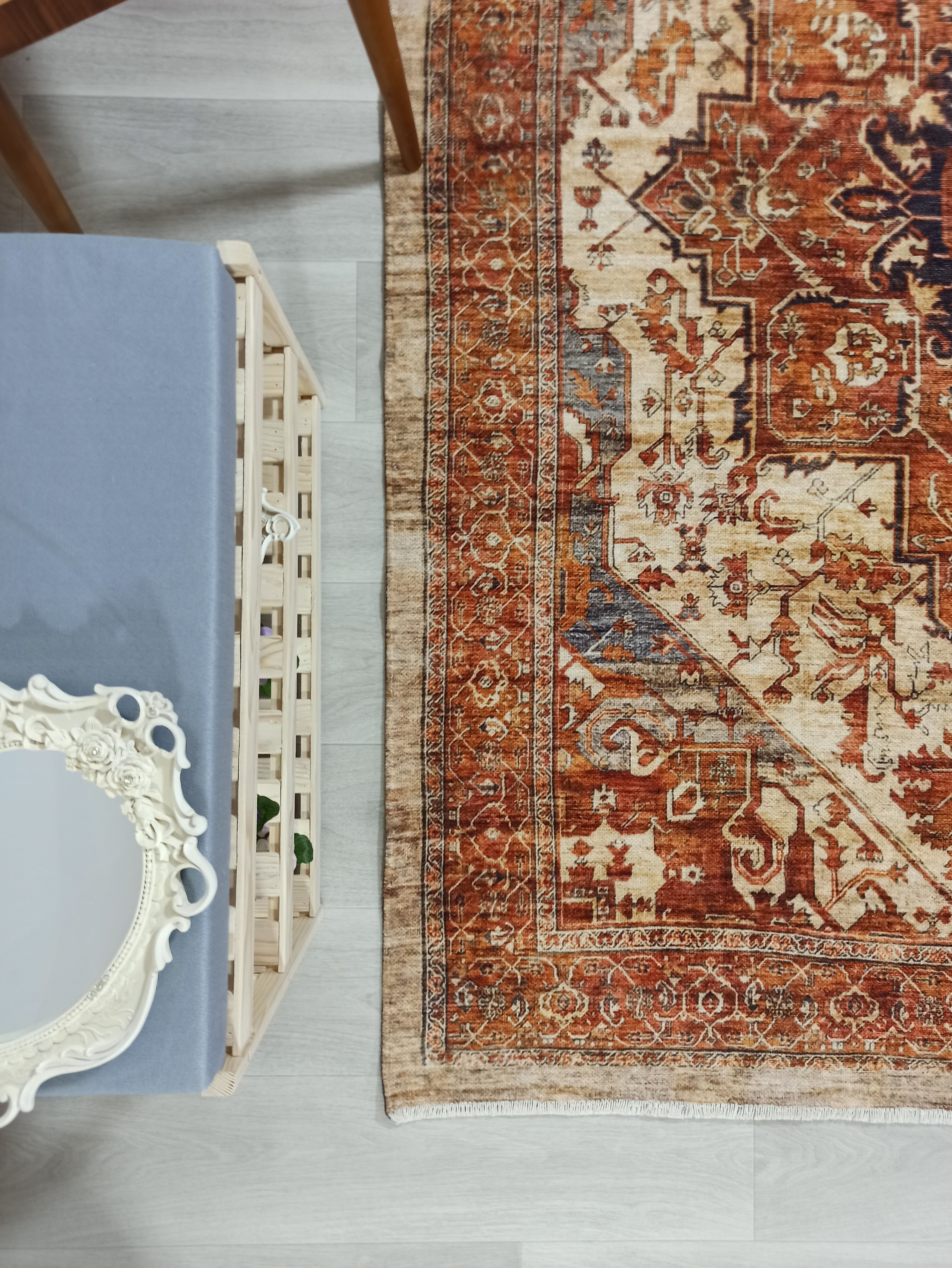 Eylul Turkish Vintage Medallion Style Beige Orange Rug