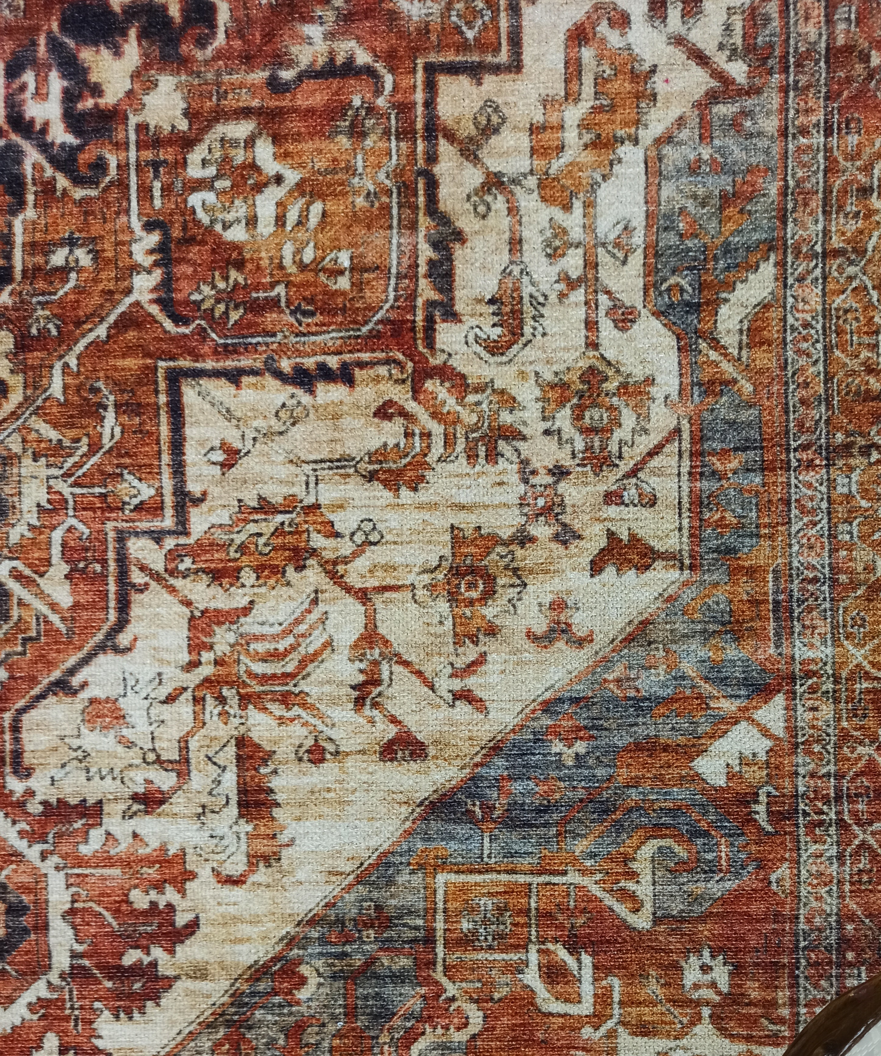 Eylul Turkish Vintage Medallion Style Beige Orange Rug