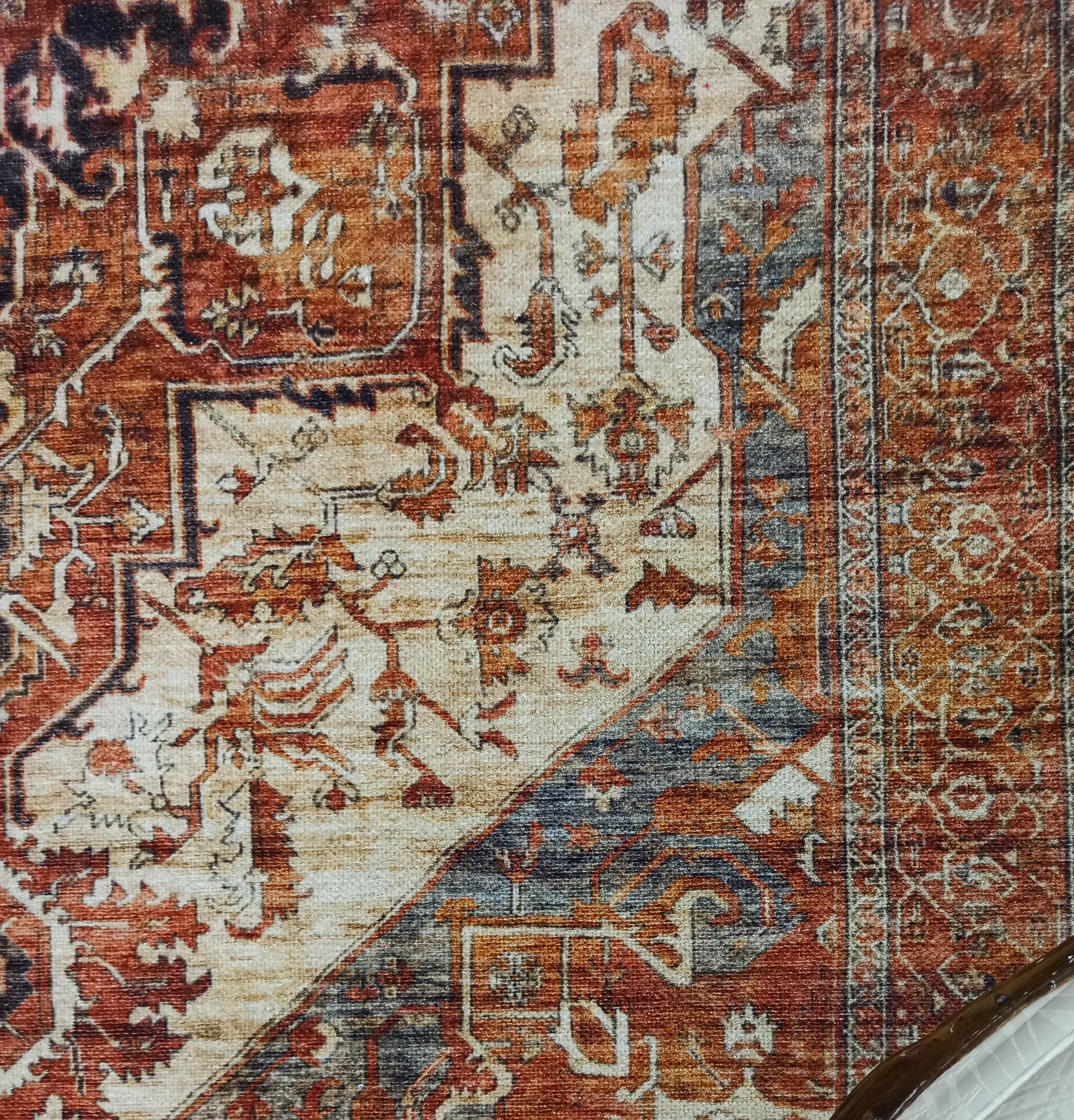 Eylul Turkish Vintage Medallion Style Beige Orange Rug