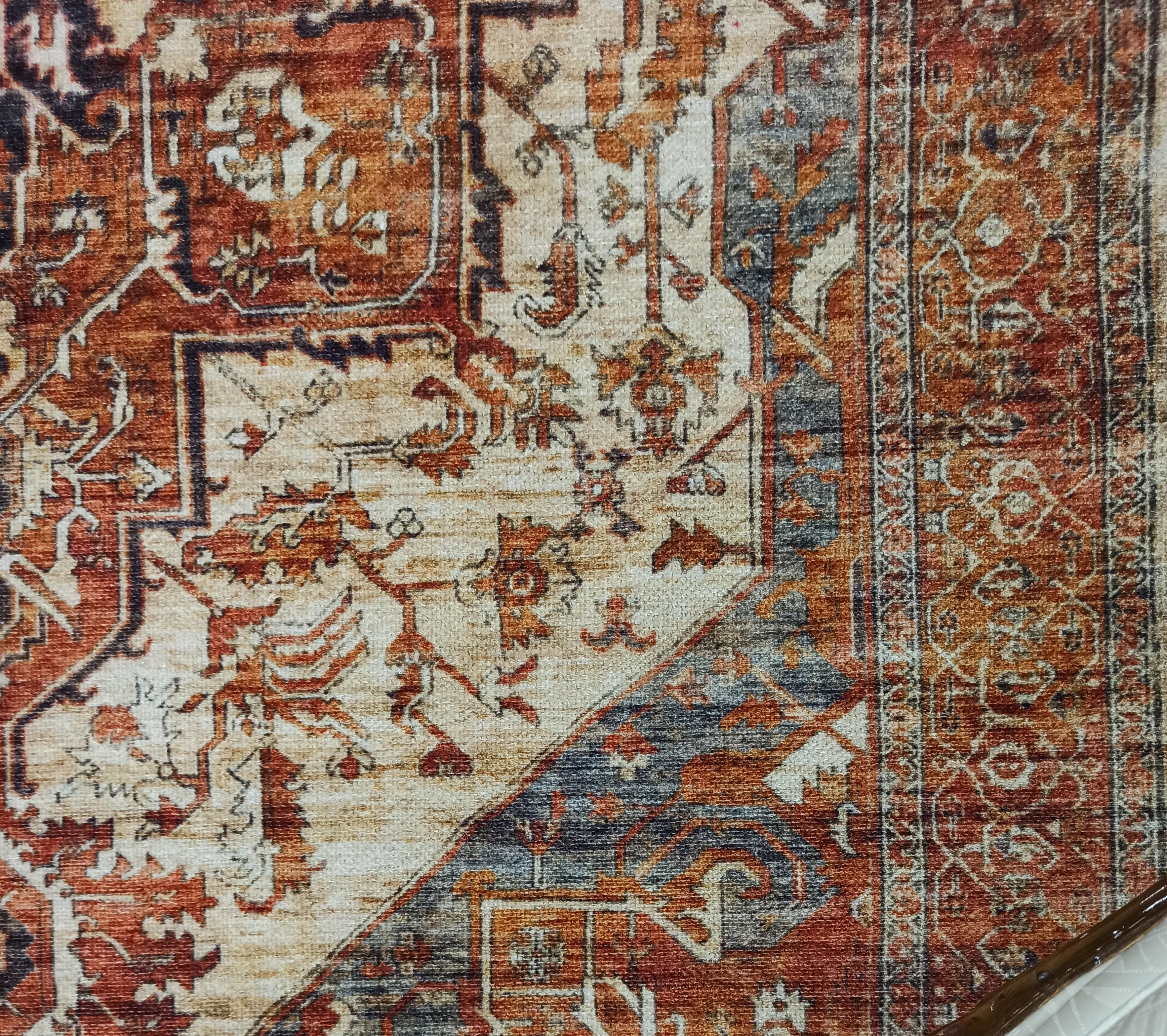 Eylul Turkish Vintage Medallion Style Beige Orange Rug