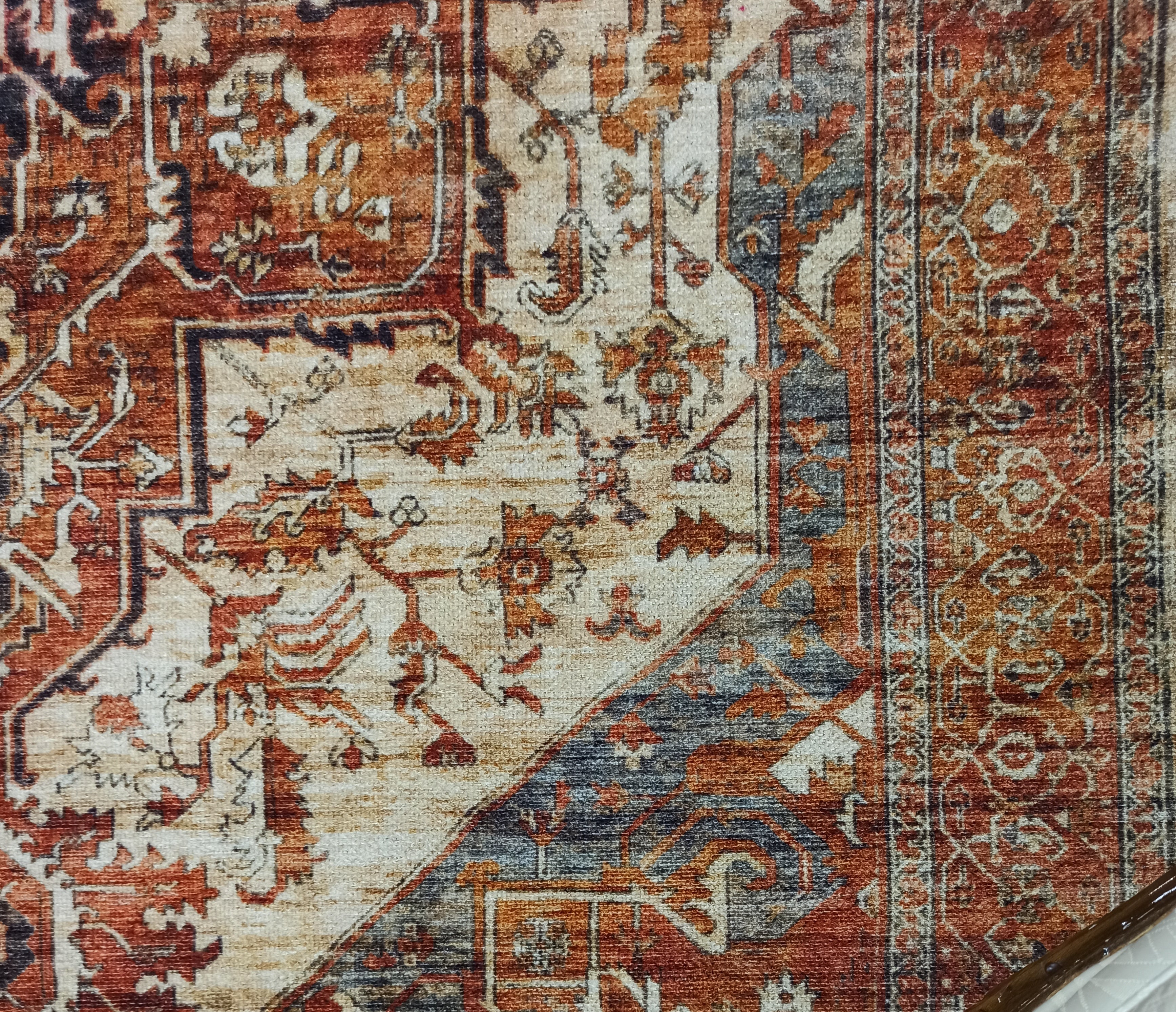 Eylul Turkish Vintage Medallion Style Beige Orange Rug