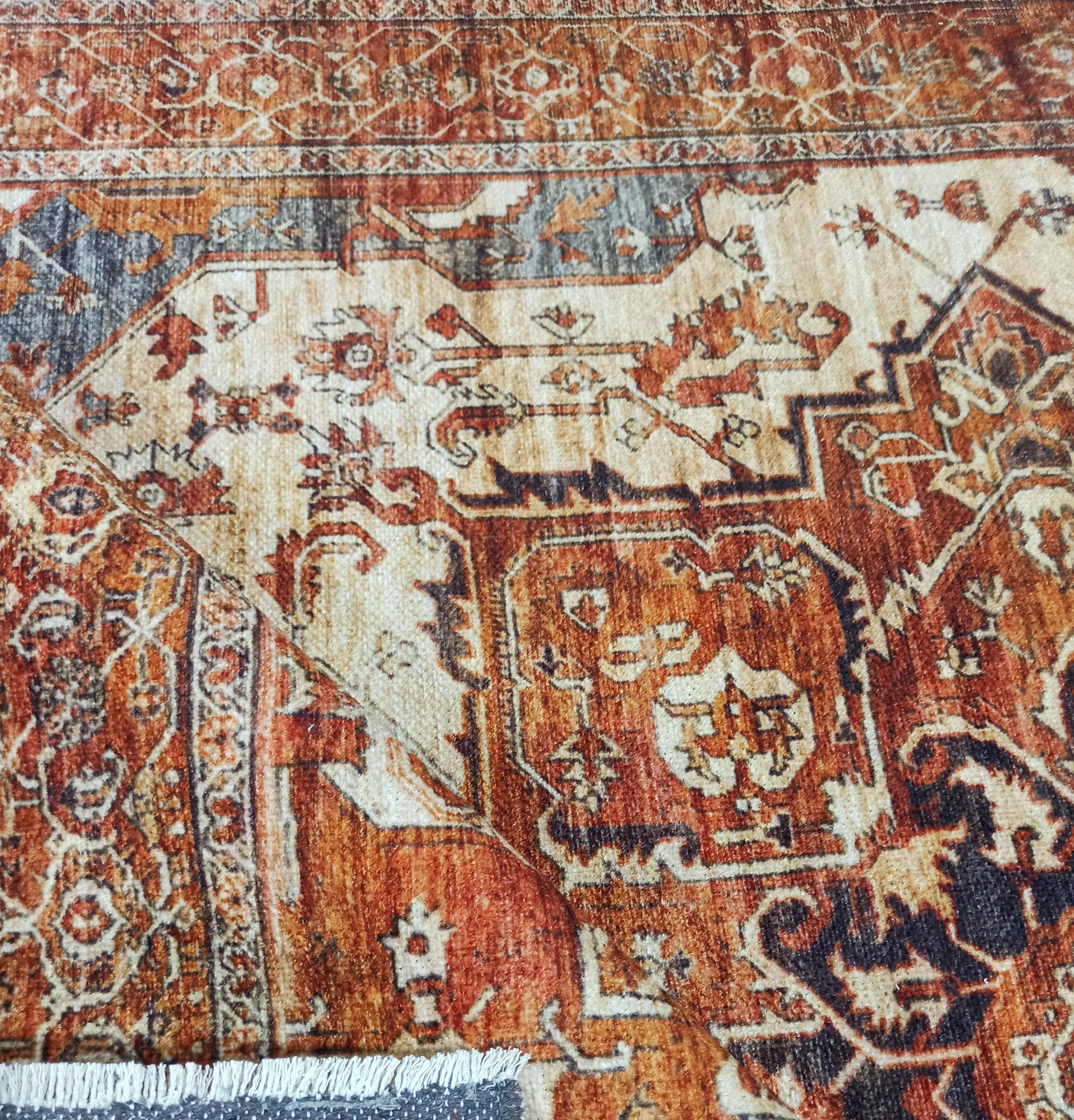 Eylul Turkish Vintage Medallion Style Beige Orange Rug
