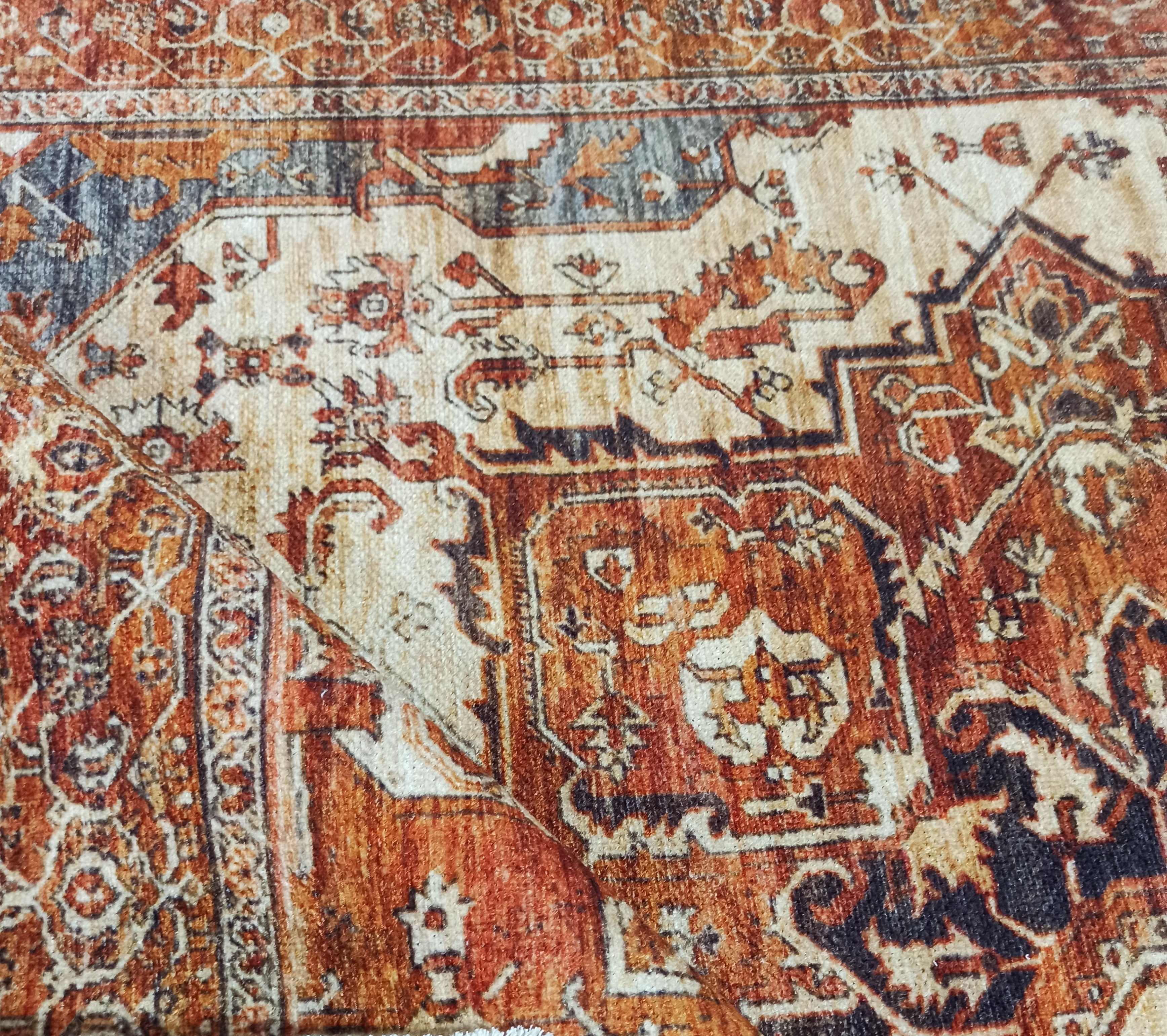 Eylul Turkish Vintage Medallion Style Beige Orange Rug