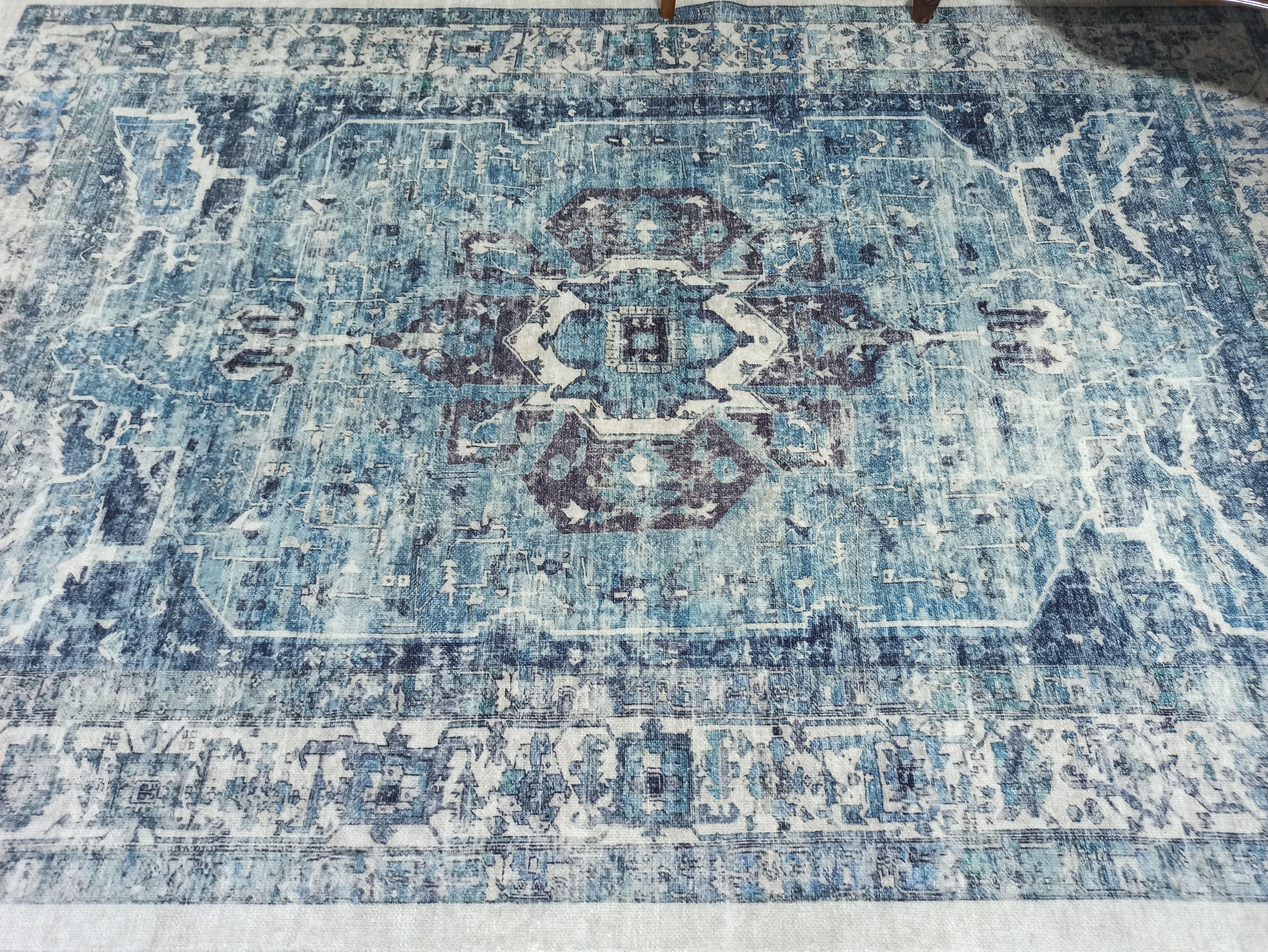 Asi Turkish Vintage Medallion Style Blue Rug