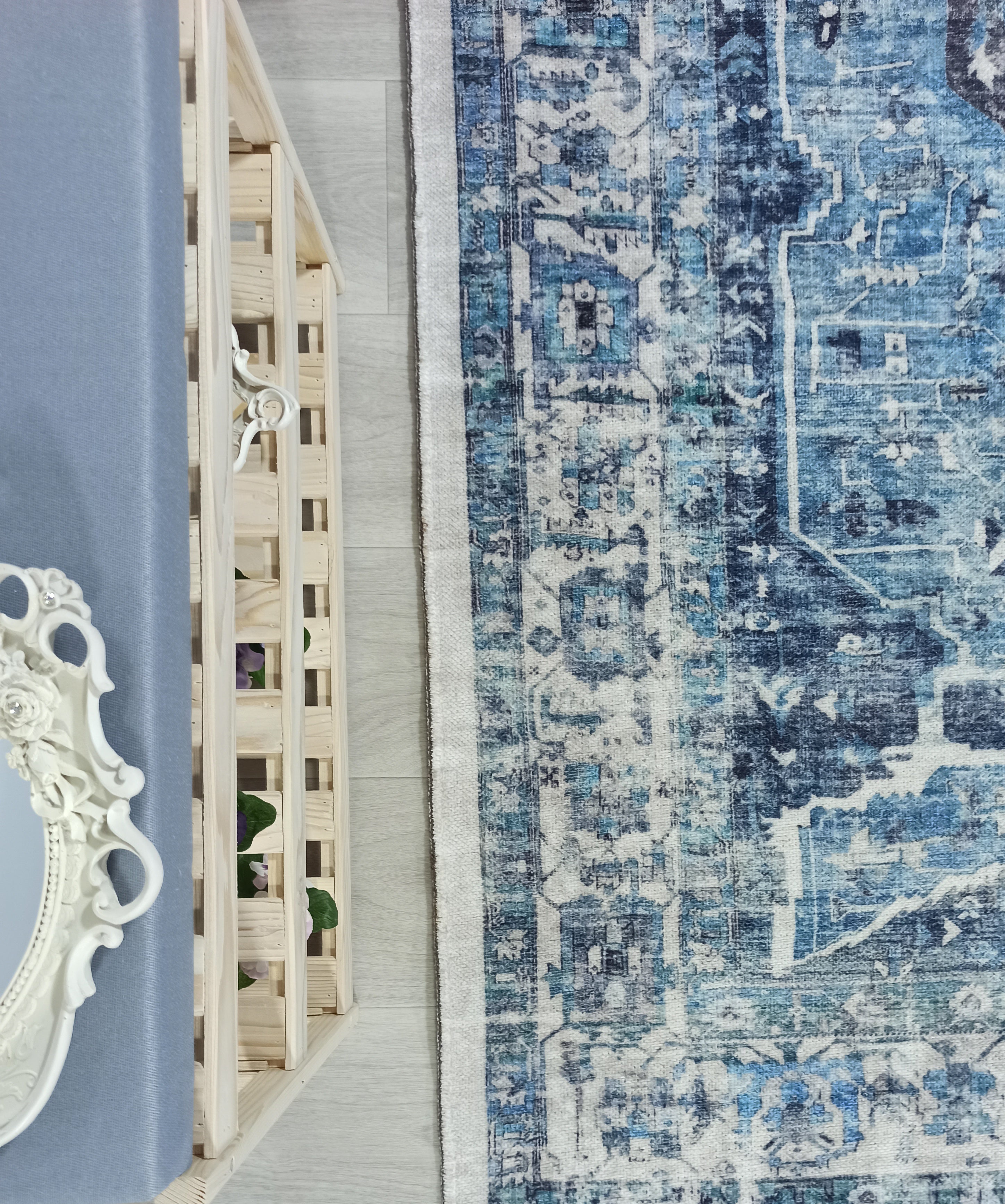 Asi Turkish Vintage Medallion Style Blue Rug