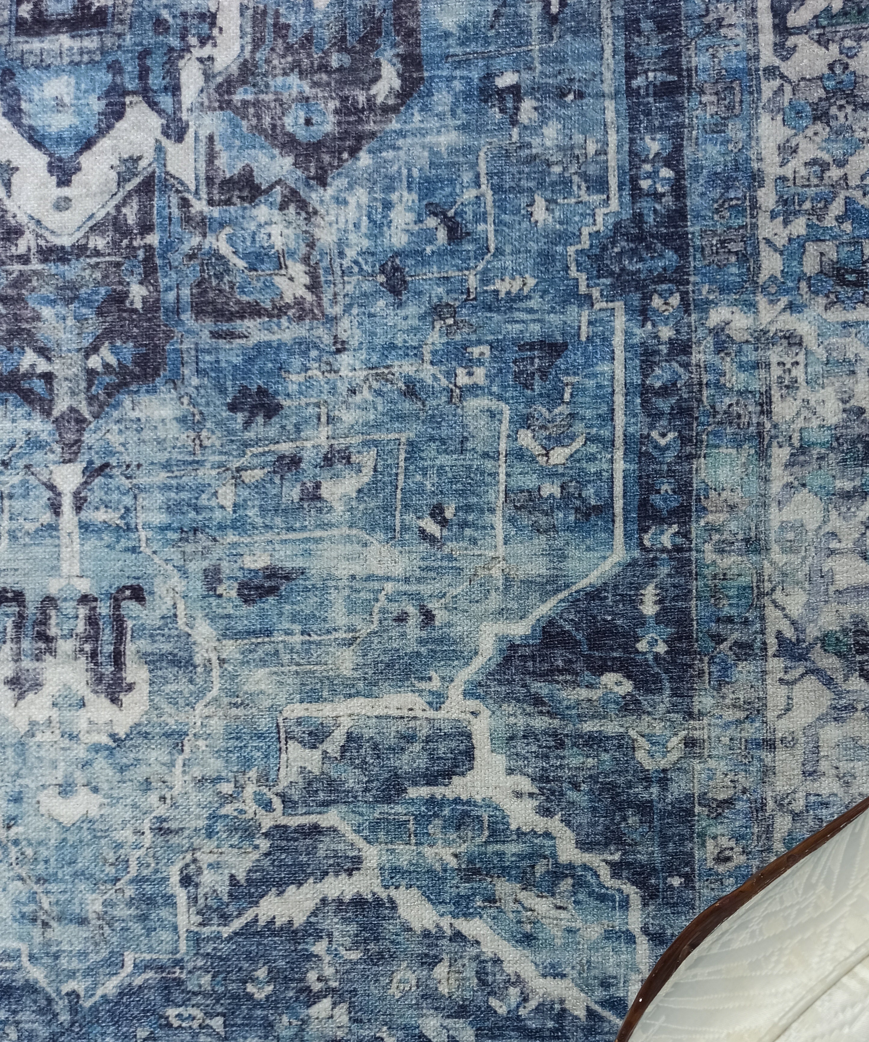 Asi Turkish Vintage Medallion Style Blue Rug