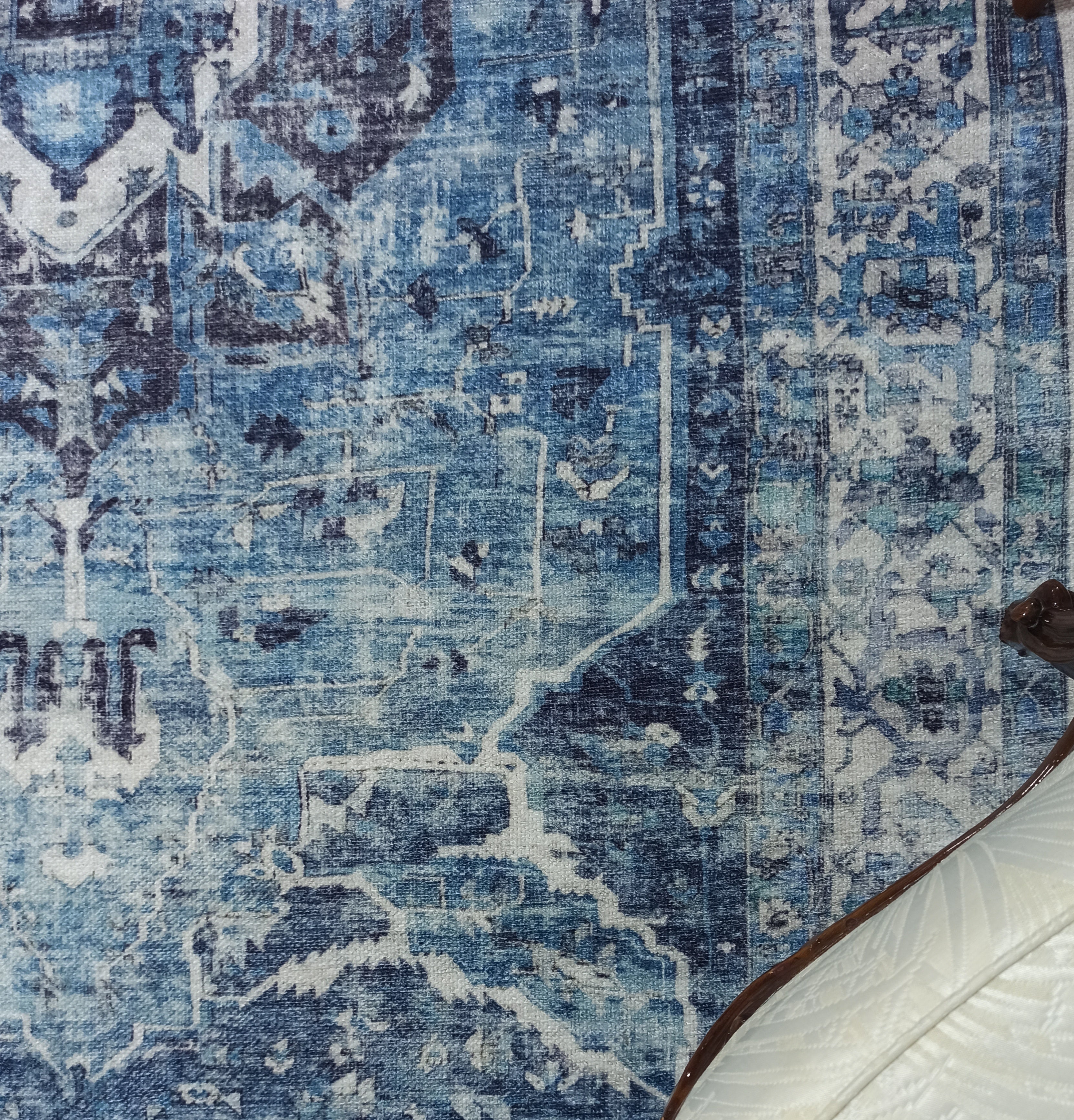 Asi Turkish Vintage Medallion Style Blue Rug