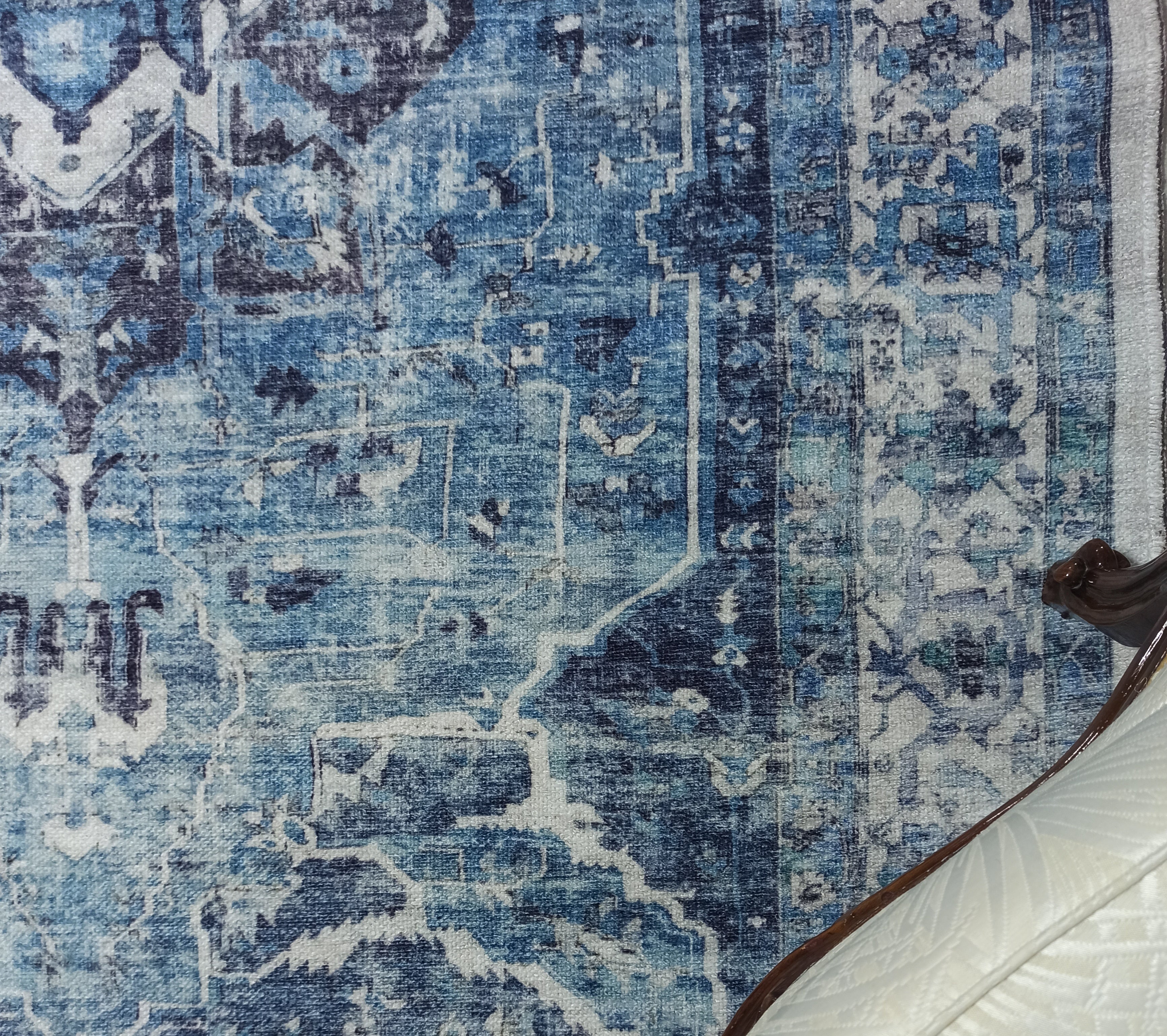 Asi Turkish Vintage Medallion Style Blue Rug