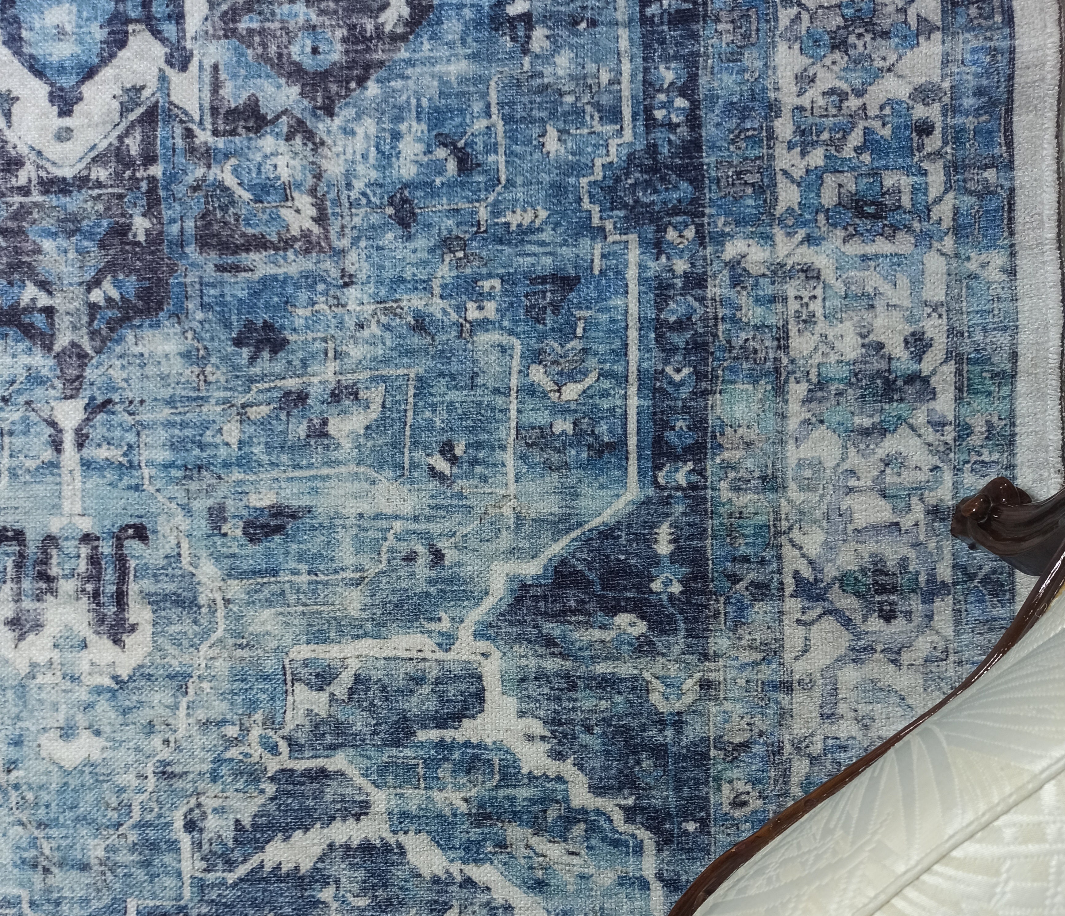 Asi Turkish Vintage Medallion Style Blue Rug