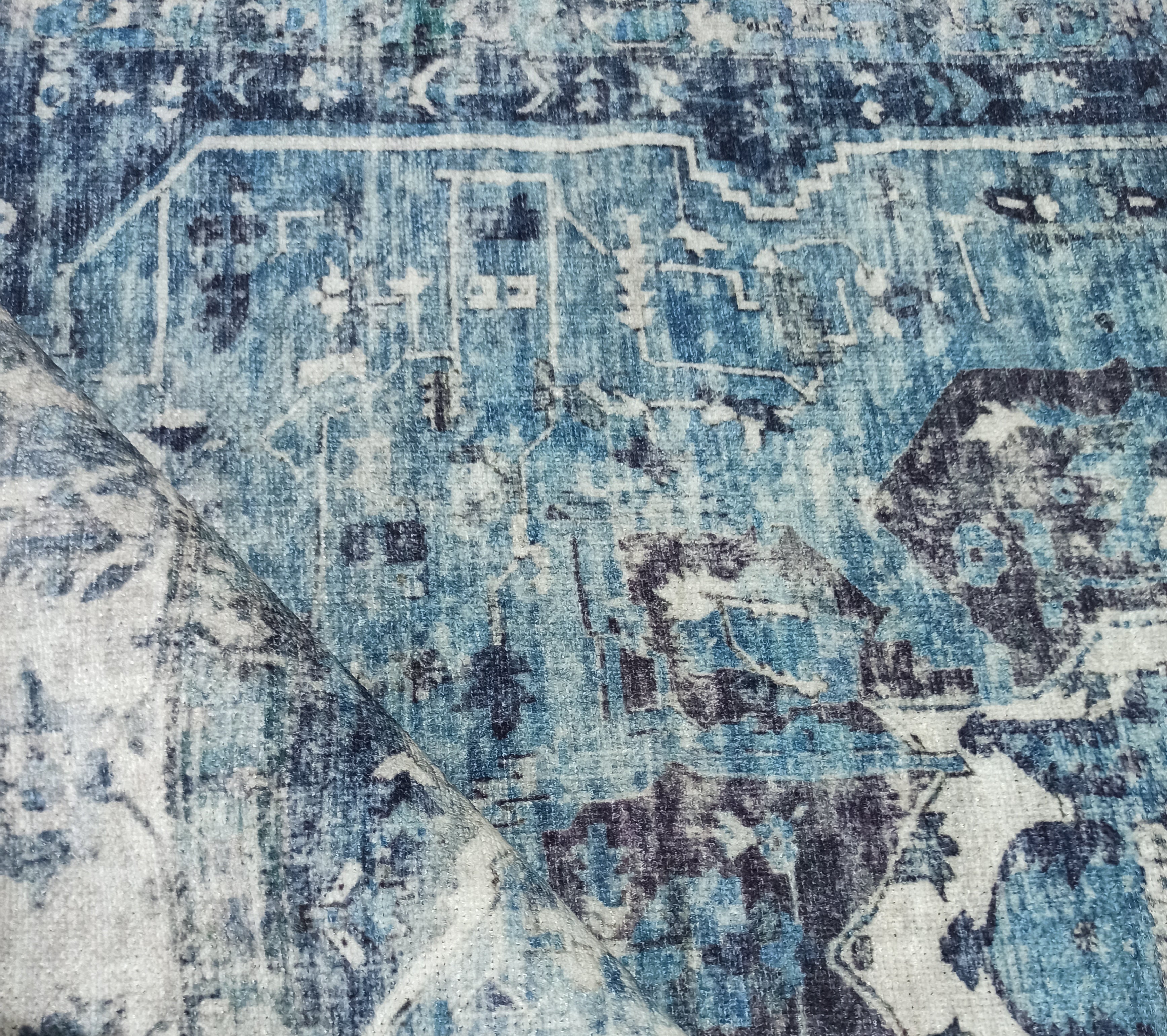 Asi Turkish Vintage Medallion Style Blue Rug