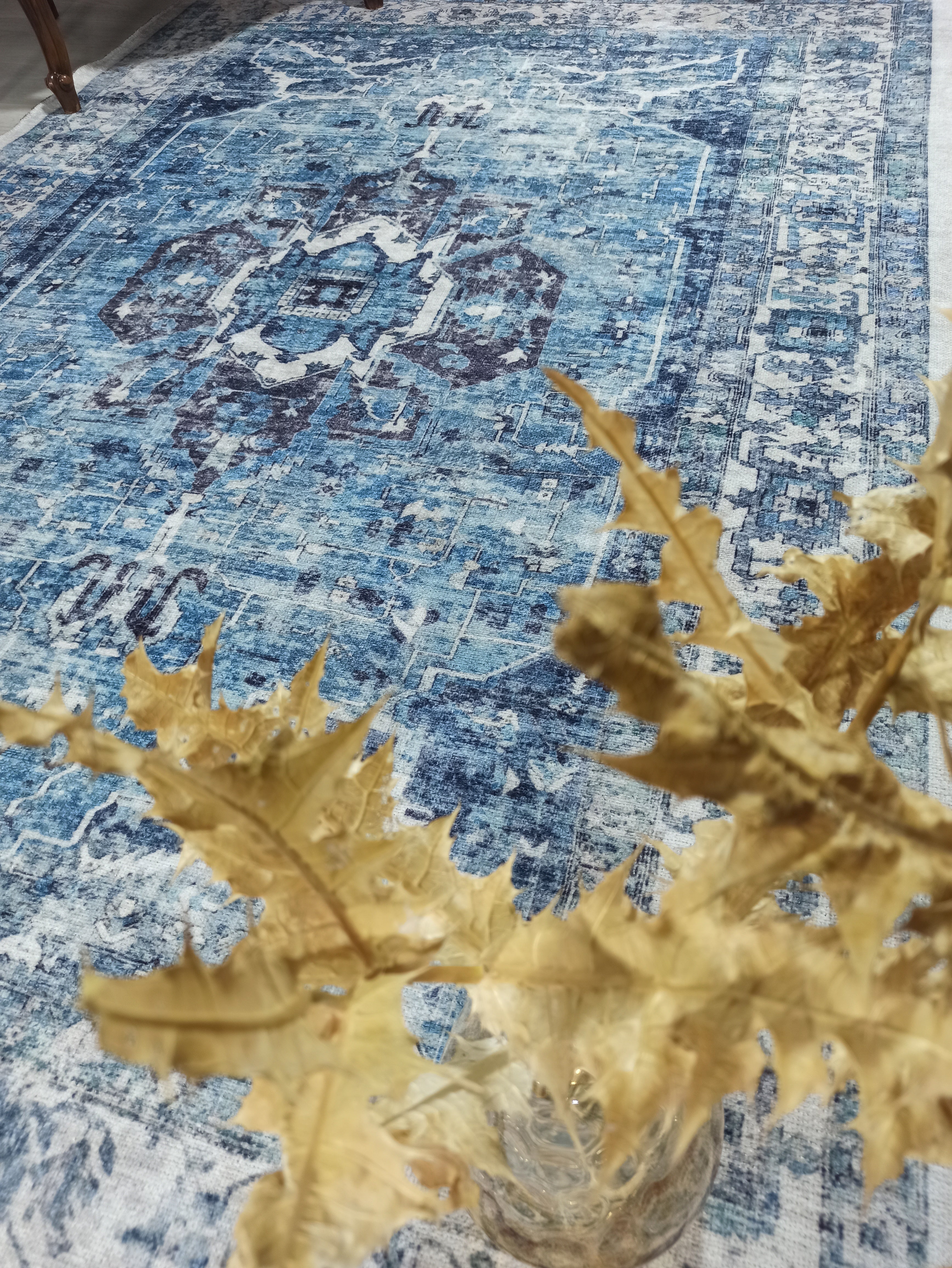 Asi Turkish Vintage Medallion Style Blue Rug