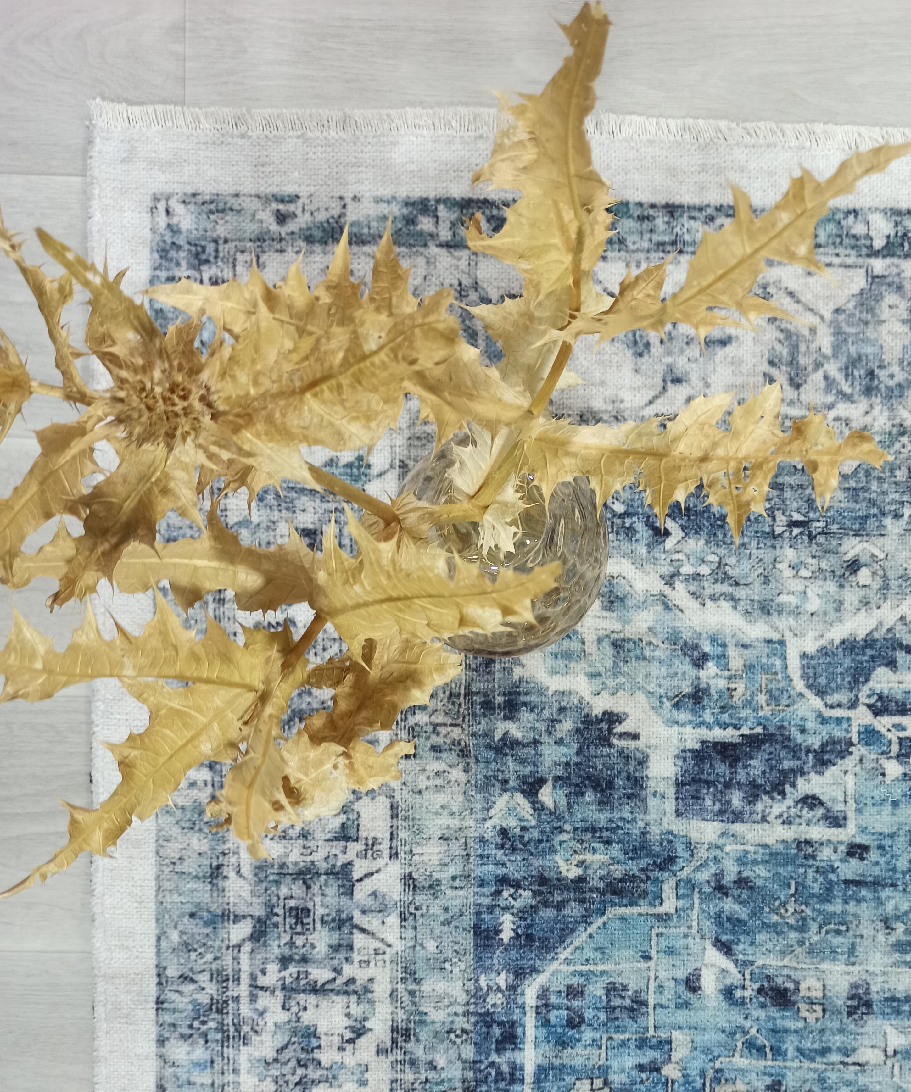 Asi Turkish Vintage Medallion Style Blue Rug