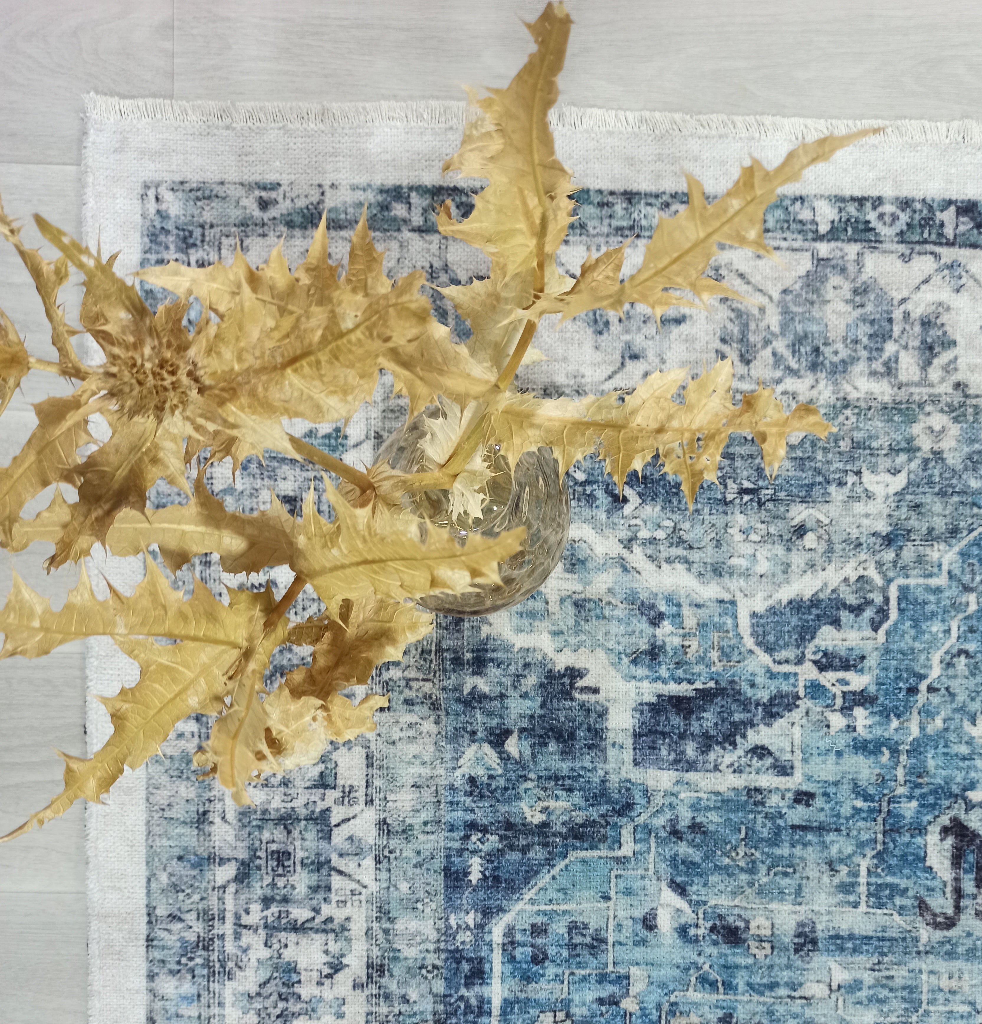 Asi Turkish Vintage Medallion Style Blue Rug