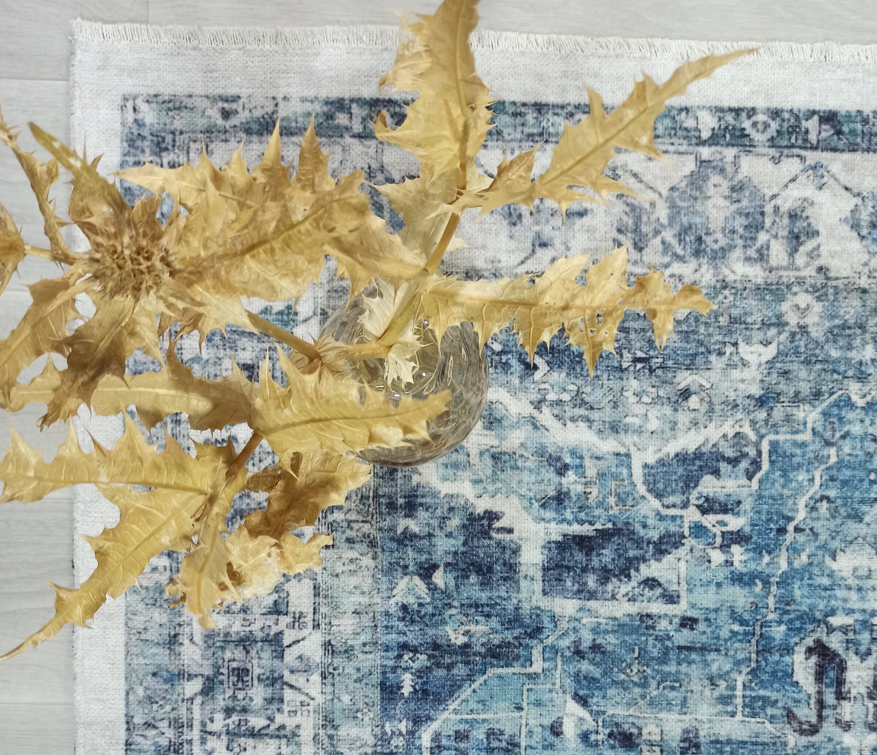 Asi Turkish Vintage Medallion Style Blue Rug