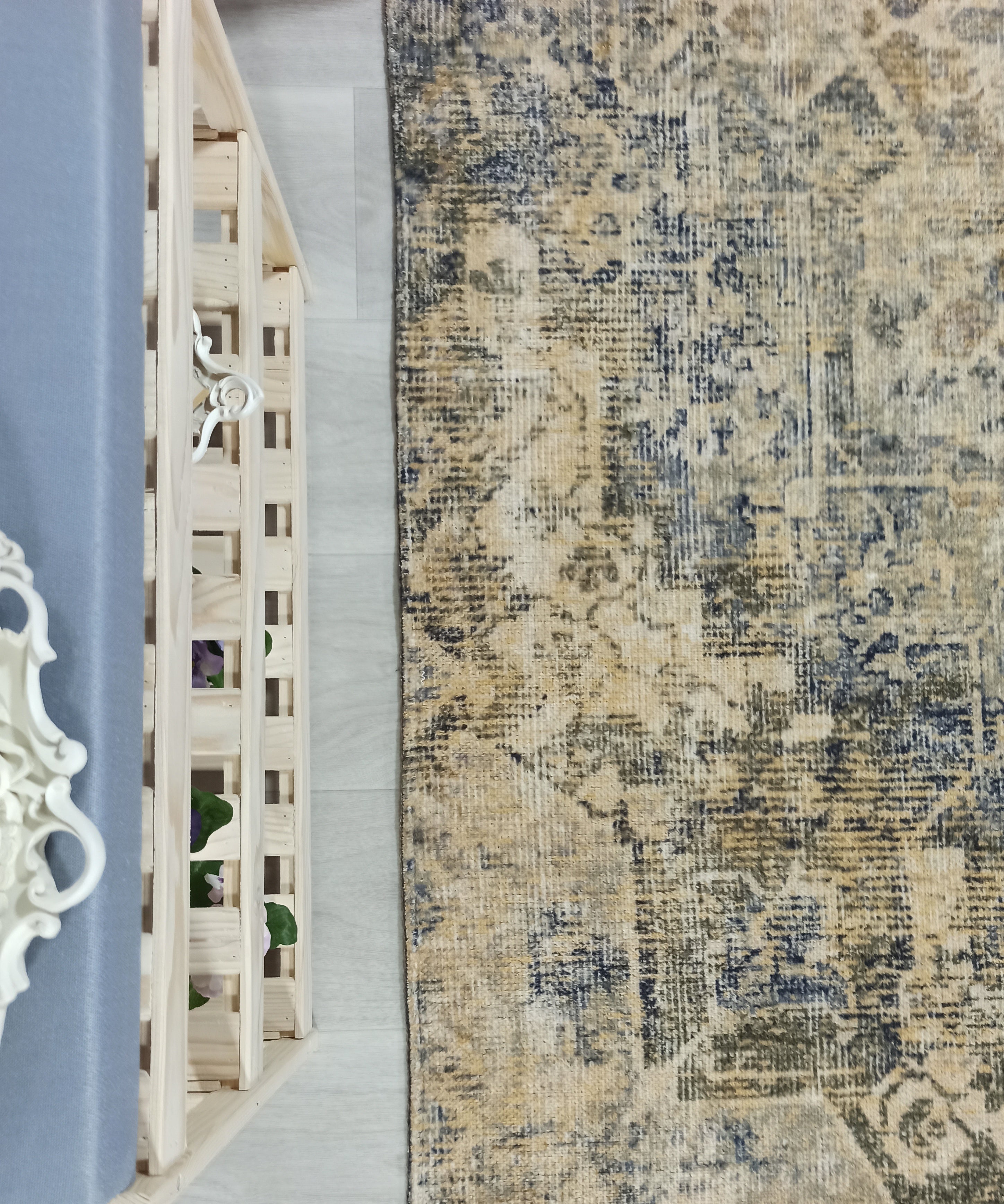 Aliye Turkish Medallion Style Green Beige Vintage Rug