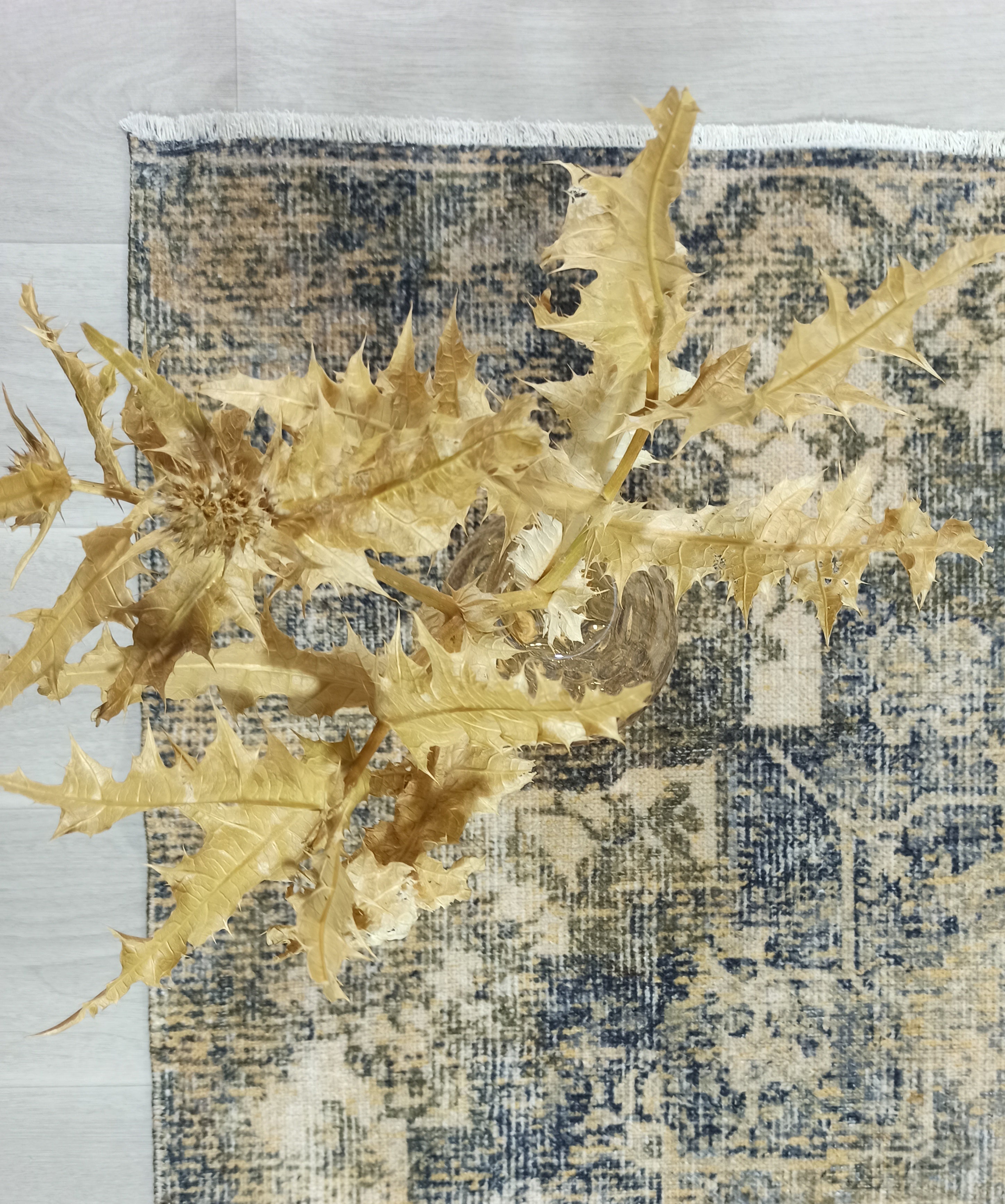 Aliye Turkish Medallion Style Green Beige Vintage Rug