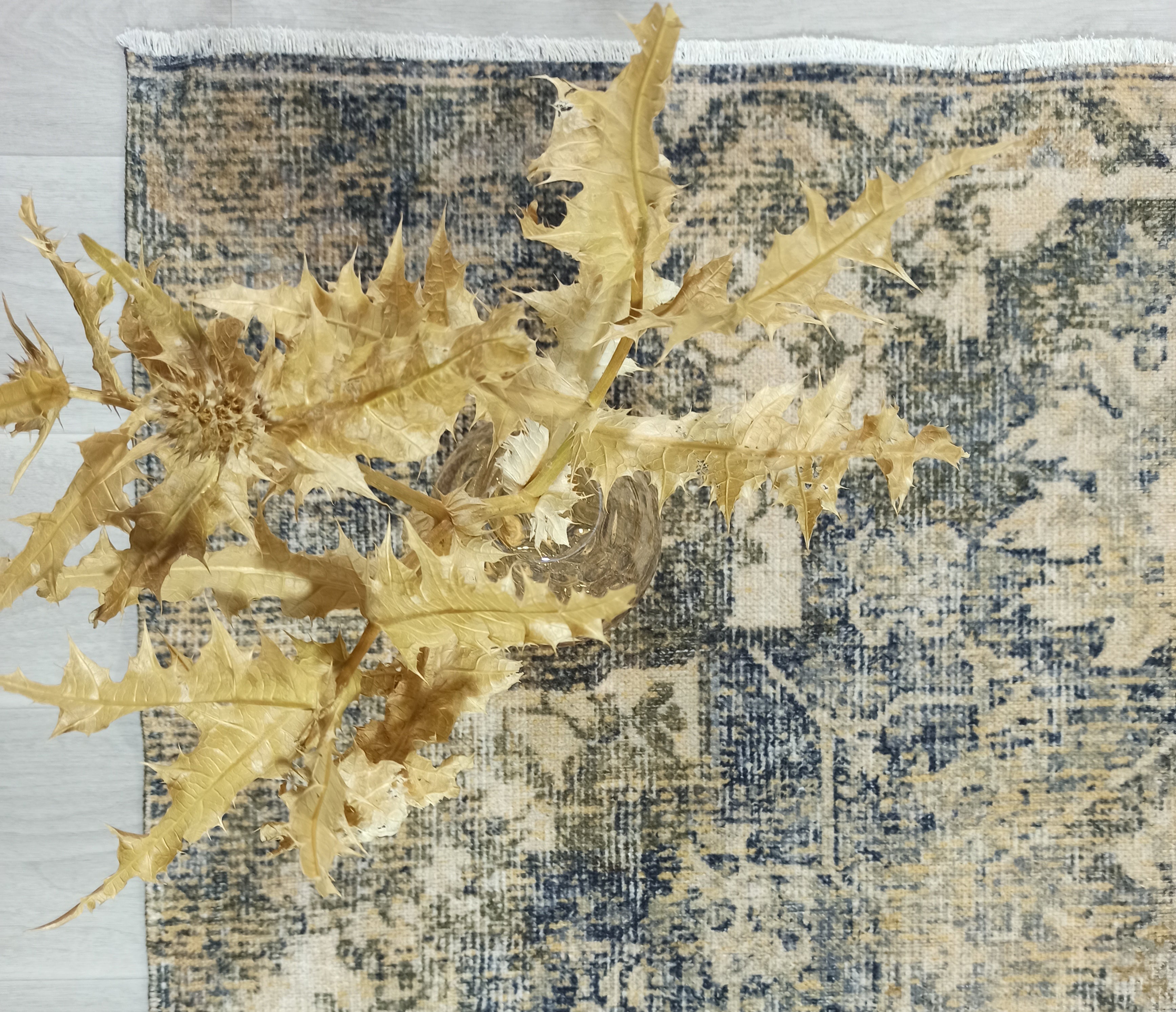 Aliye Turkish Medallion Style Green Beige Vintage Rug