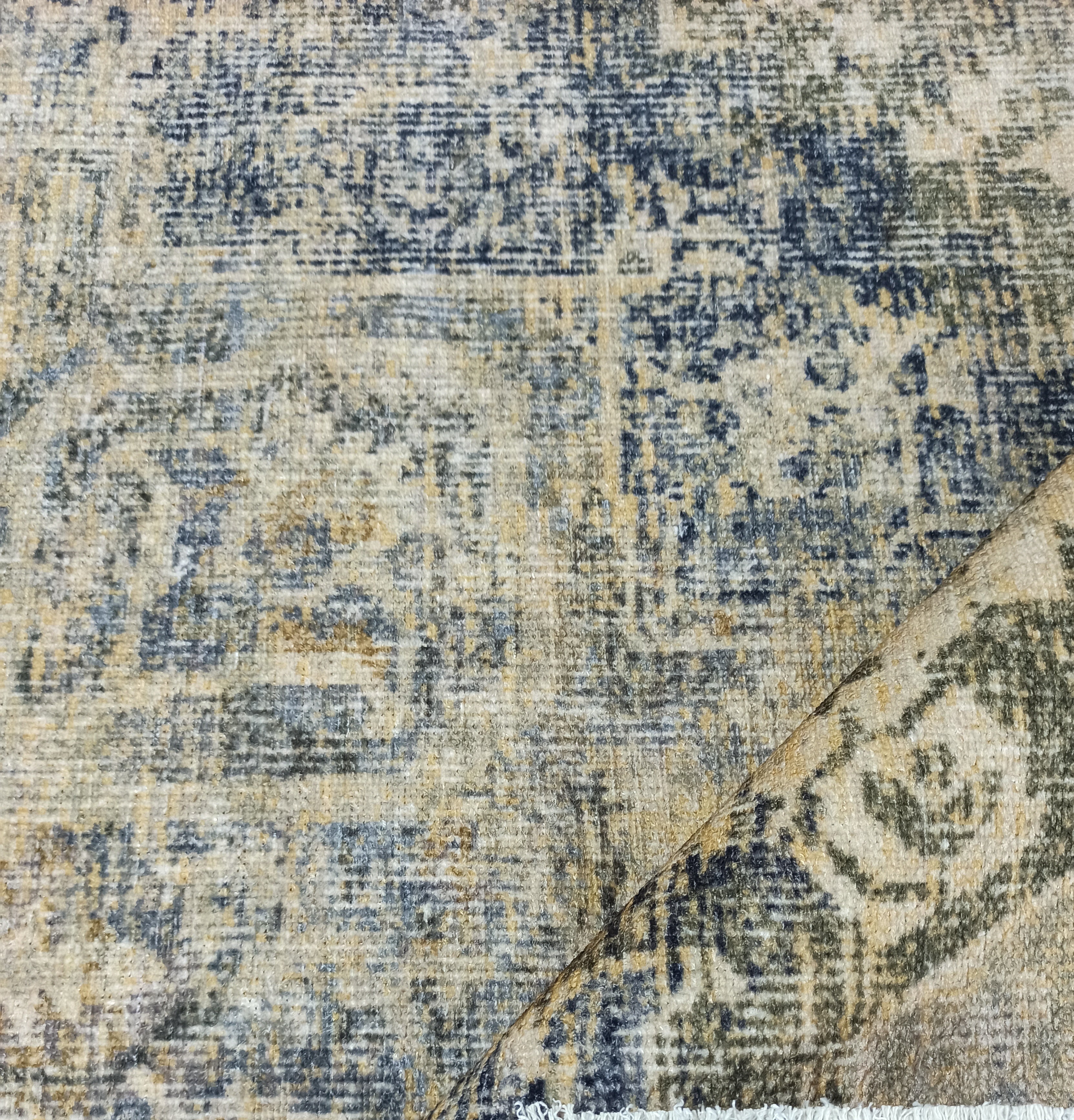 Aliye Turkish Medallion Style Green Beige Vintage Rug