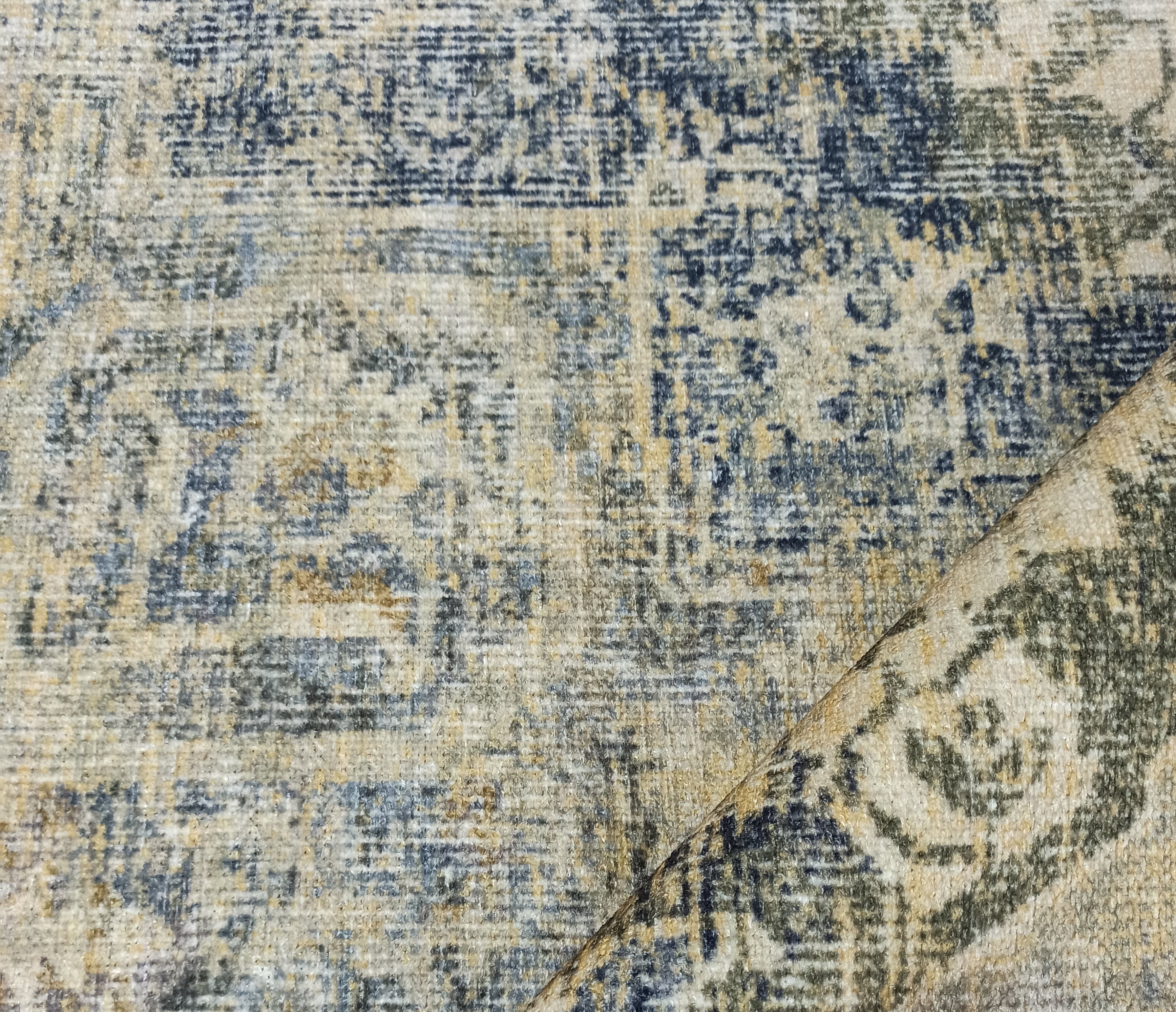 Aliye Turkish Medallion Style Green Beige Vintage Rug