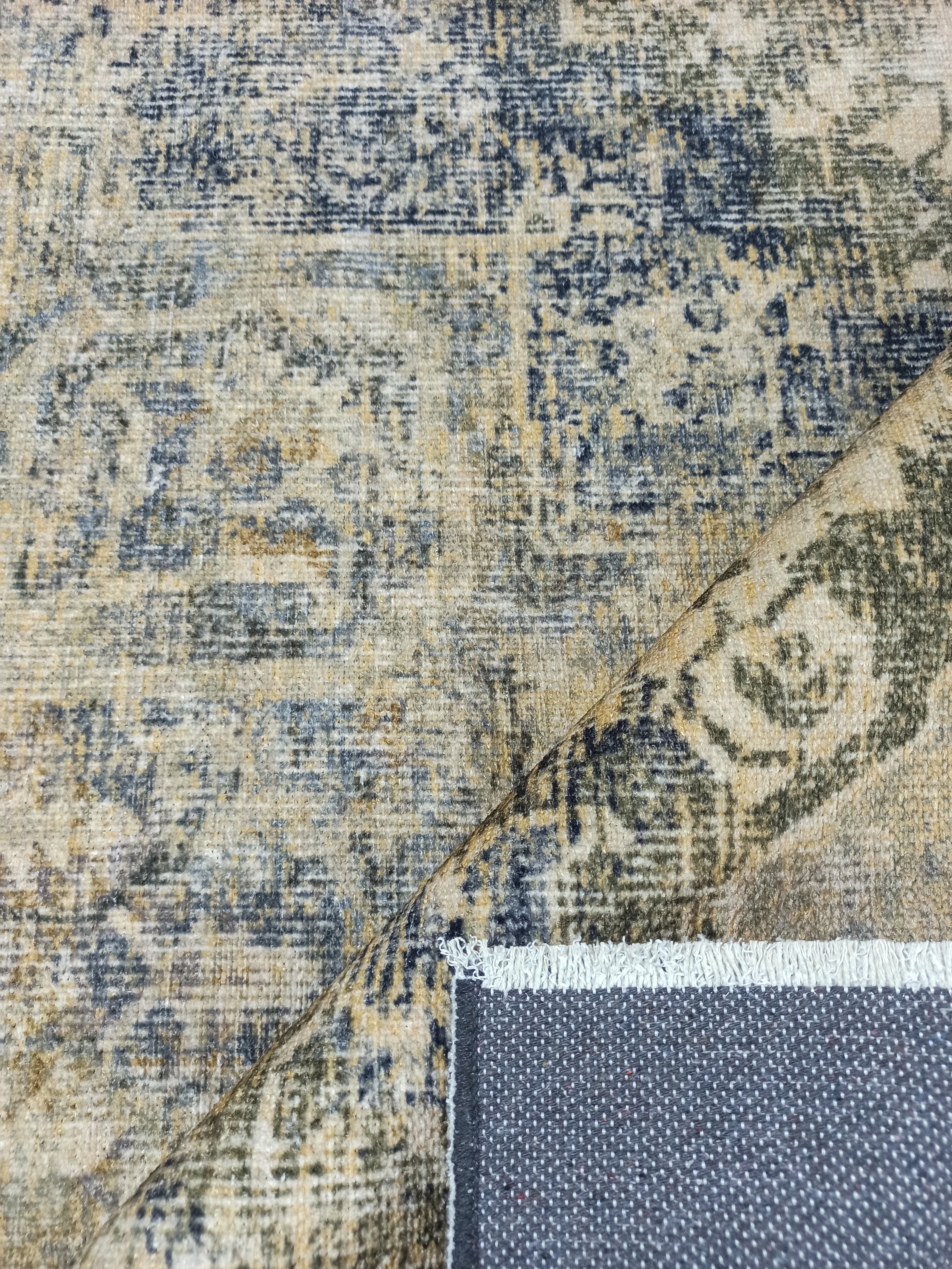 Aliye Turkish Medallion Style Green Beige Vintage Rug