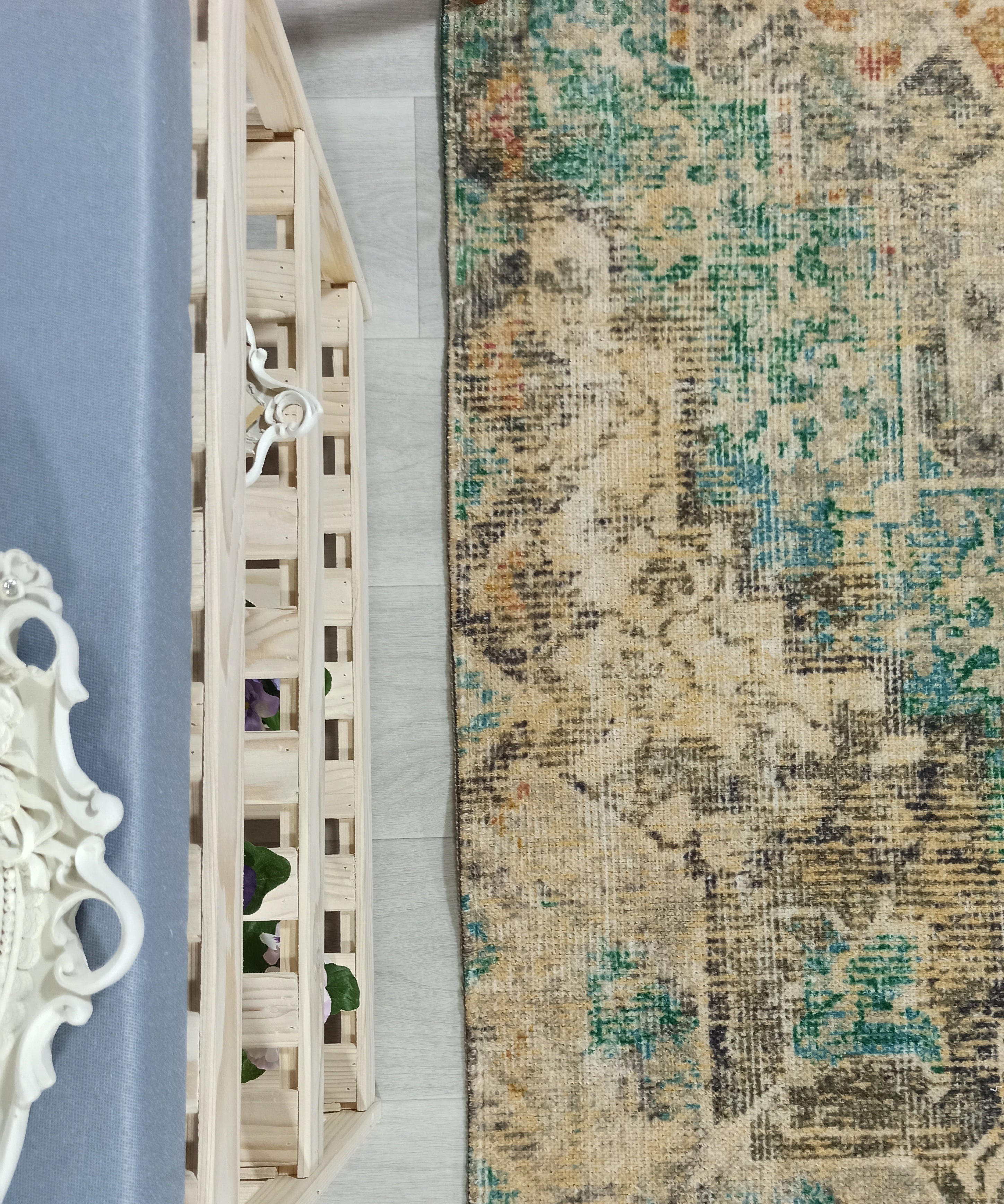 Lema Turkish Vintage Medallion Style Beige Green Rug