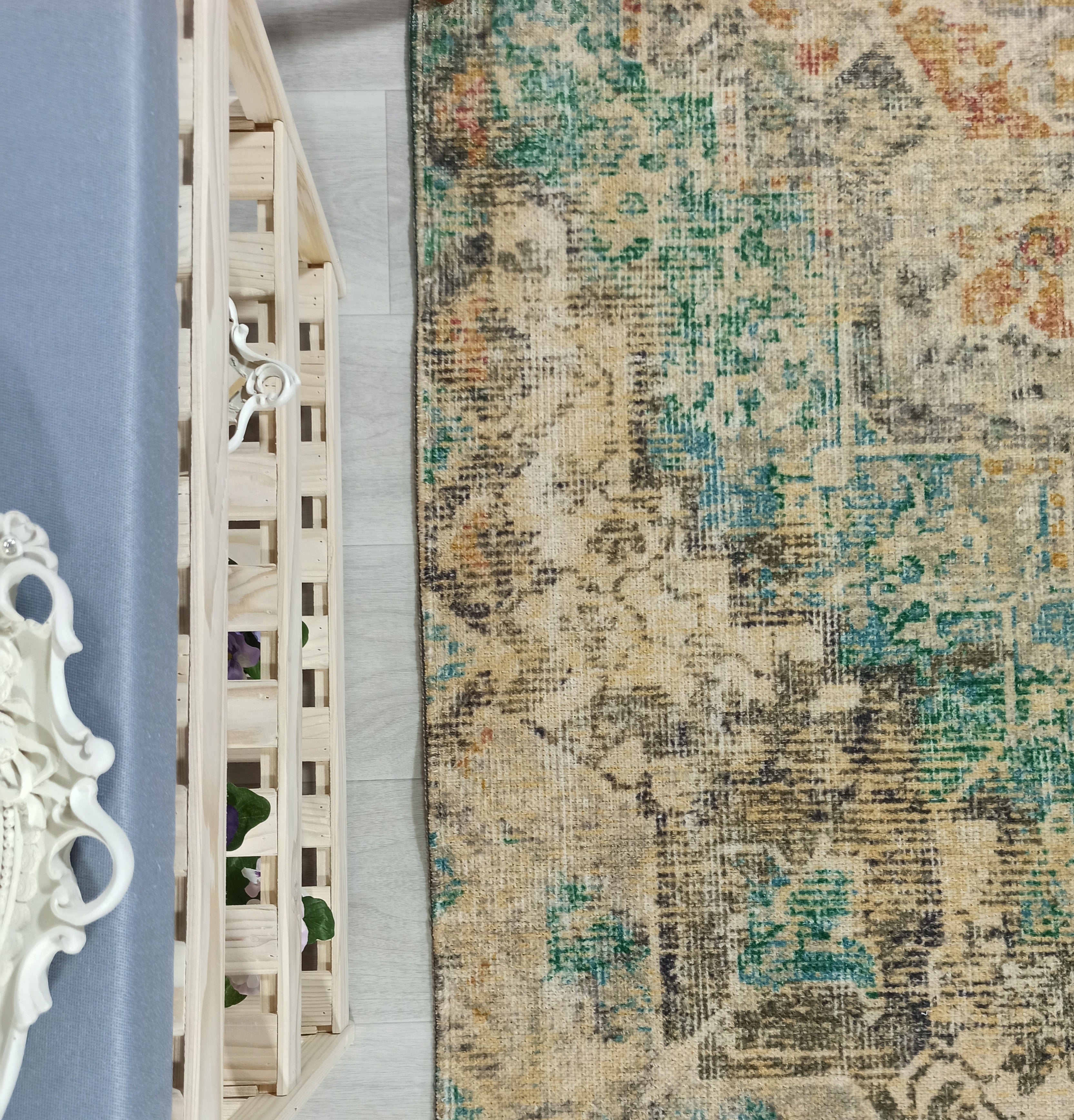 Lema Turkish Vintage Medallion Style Beige Green Rug