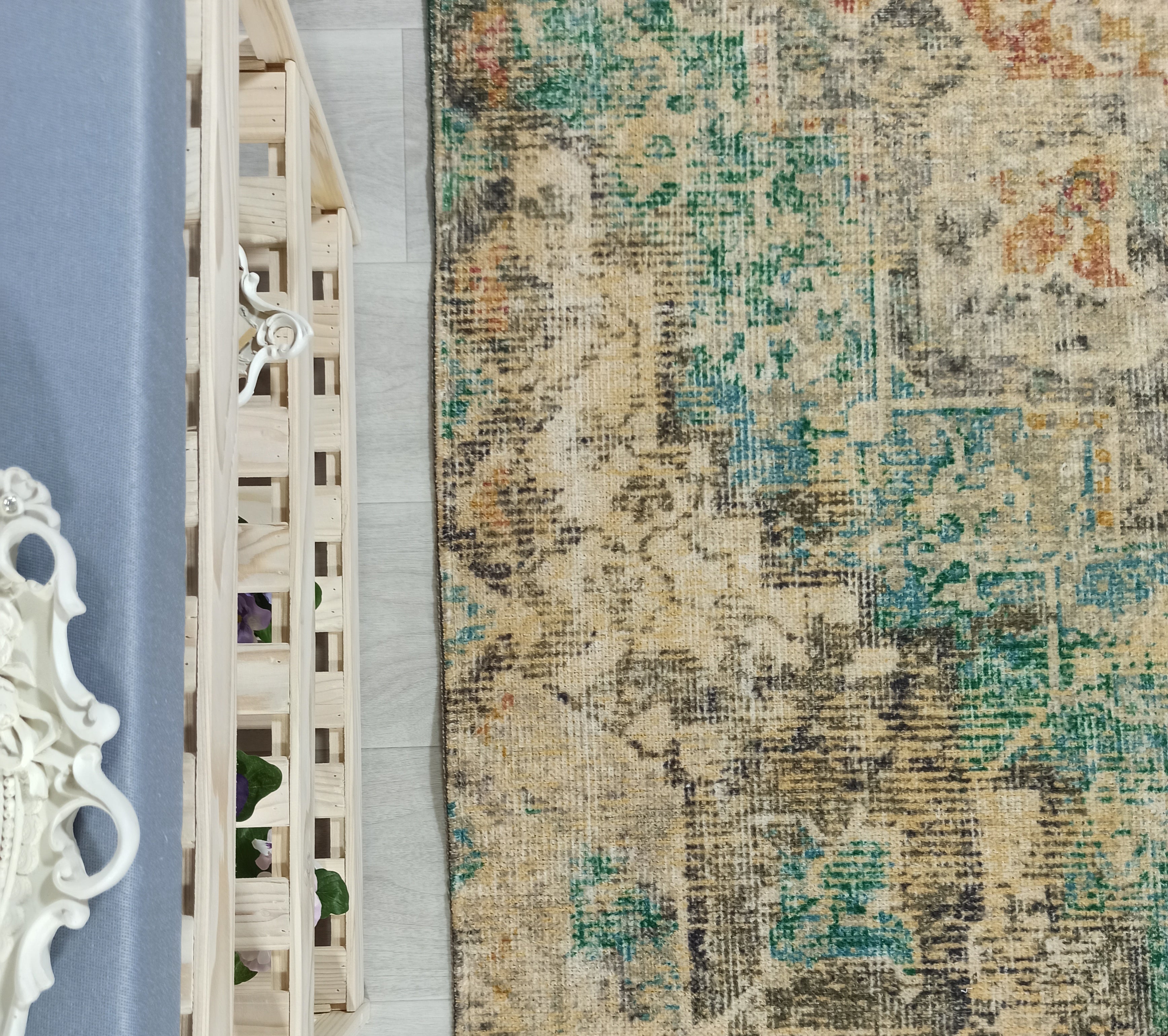 Lema Turkish Vintage Medallion Style Beige Green Rug