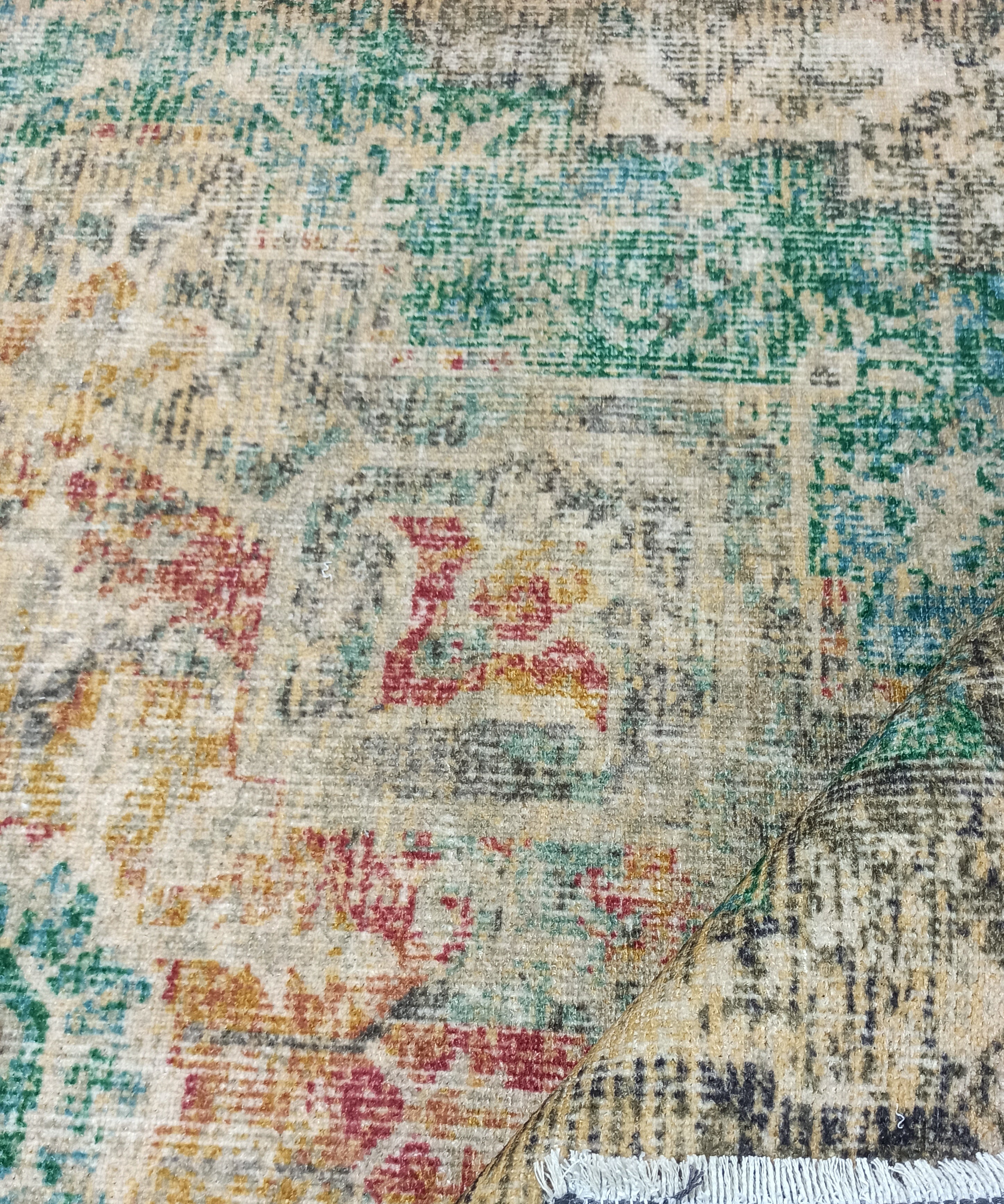 Lema Turkish Vintage Medallion Style Beige Green Rug