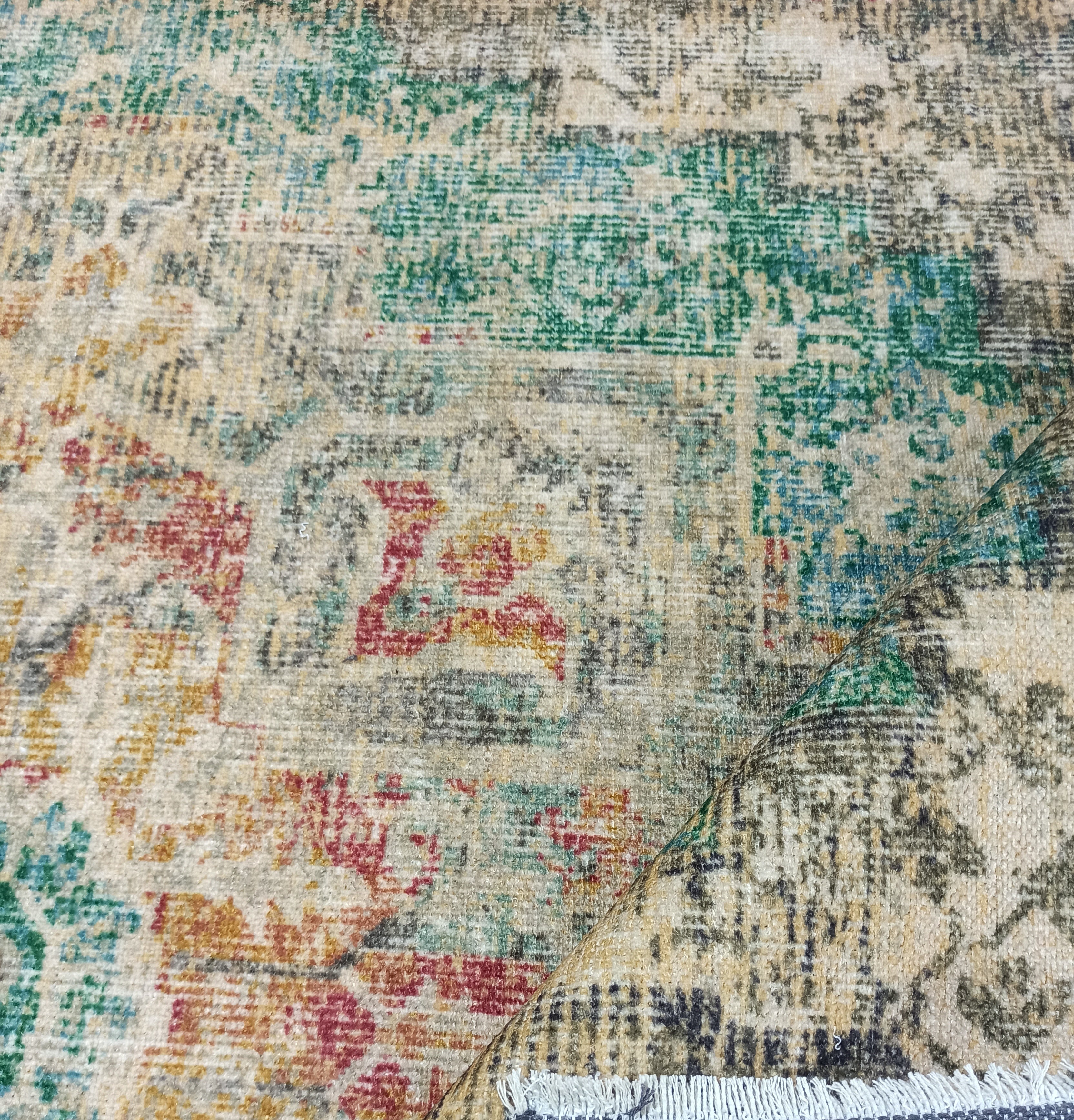 Lema Turkish Vintage Medallion Style Beige Green Rug