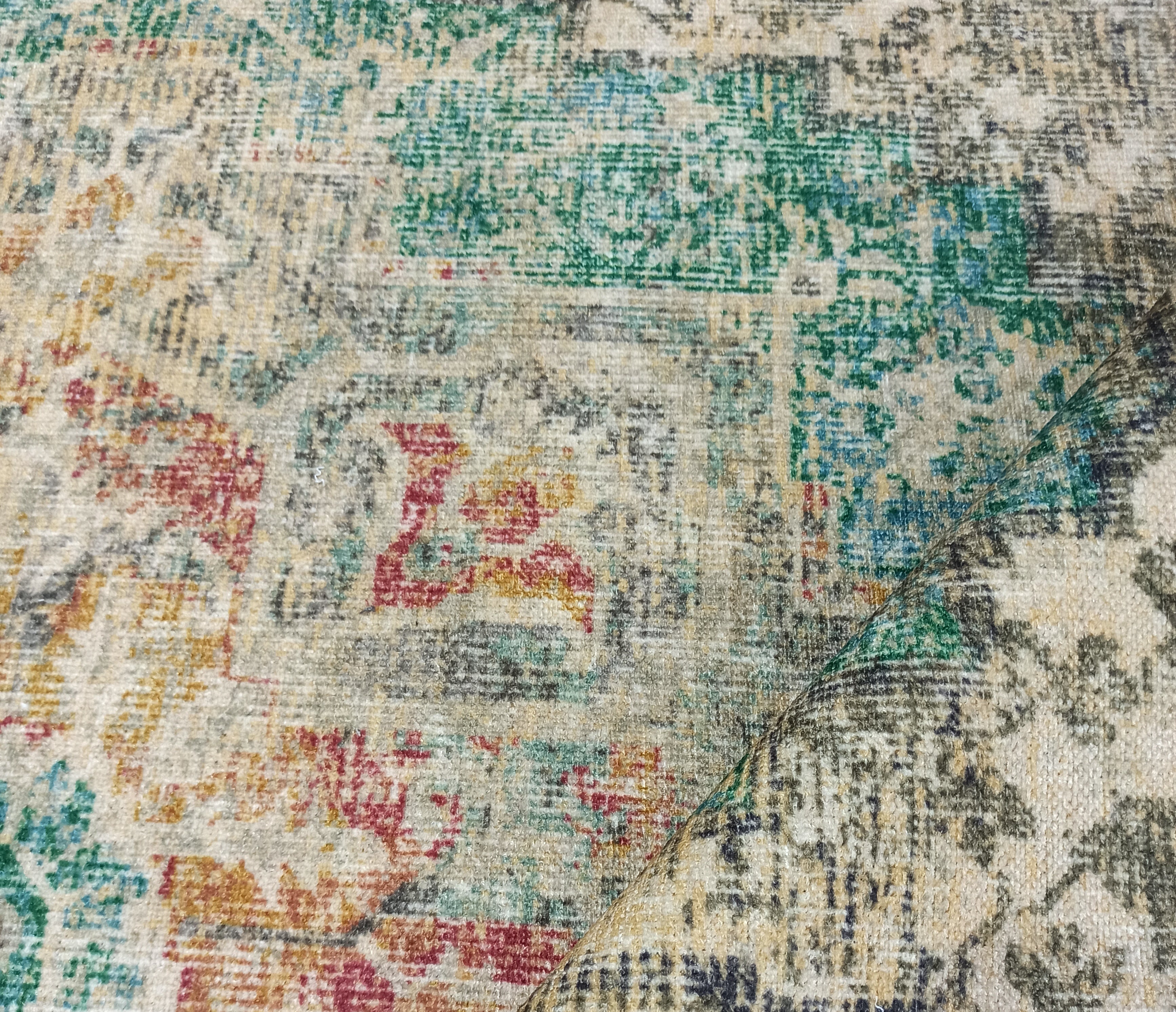 Lema Turkish Vintage Medallion Style Beige Green Rug