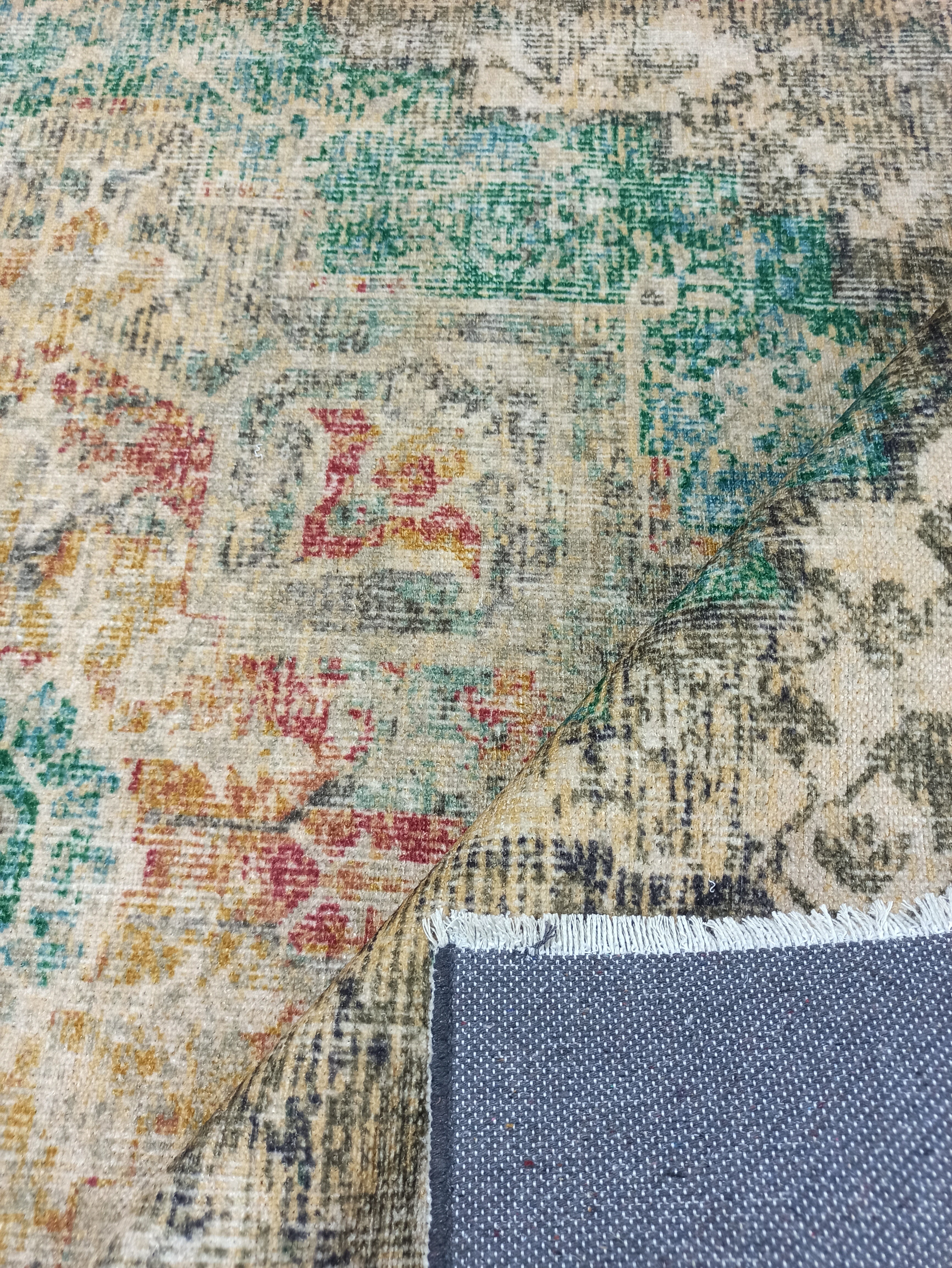 Lema Turkish Vintage Medallion Style Beige Green Rug