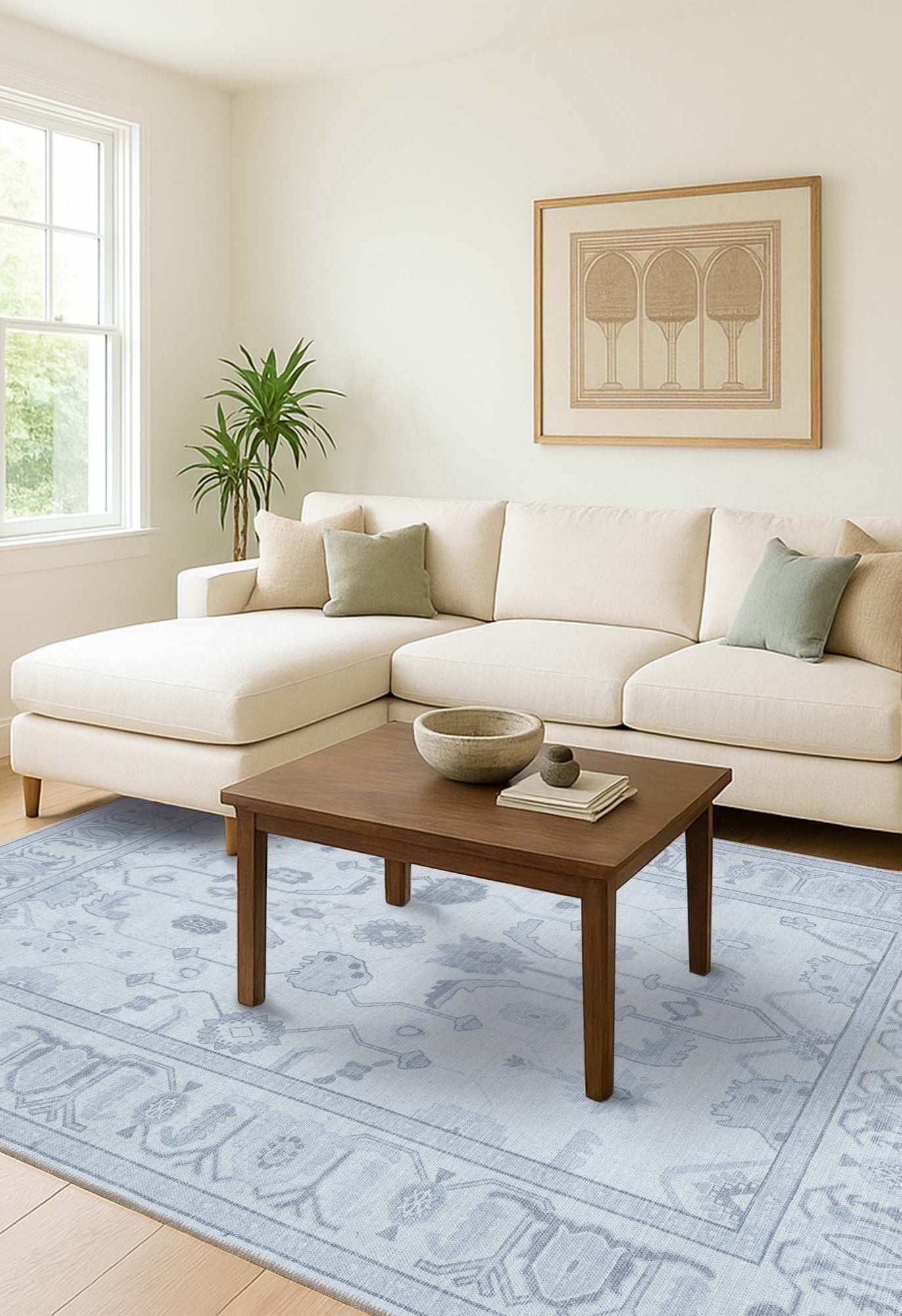 Inas Neutral Gray White Oushak Rug