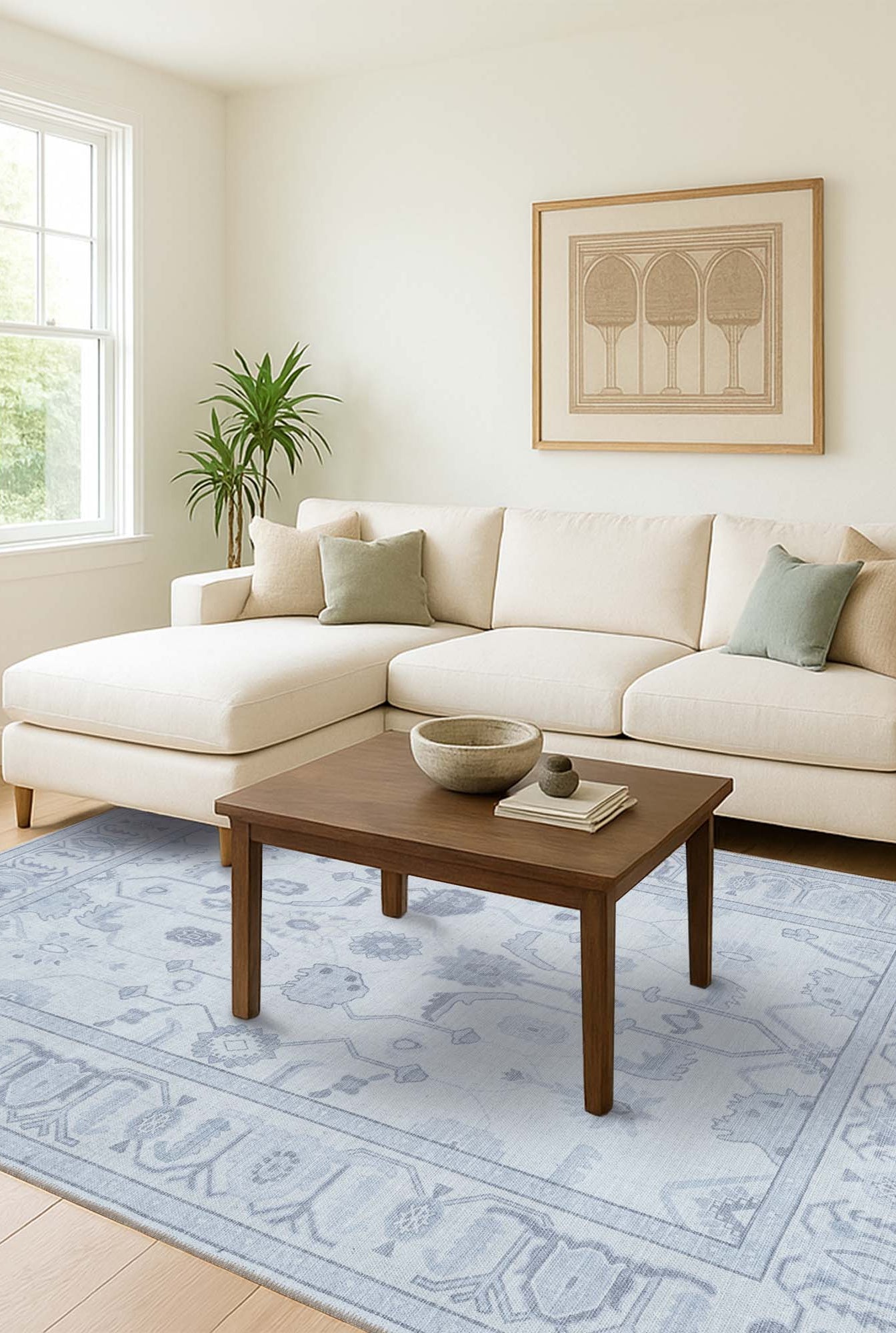 Inas Neutral Gray White Oushak Rug