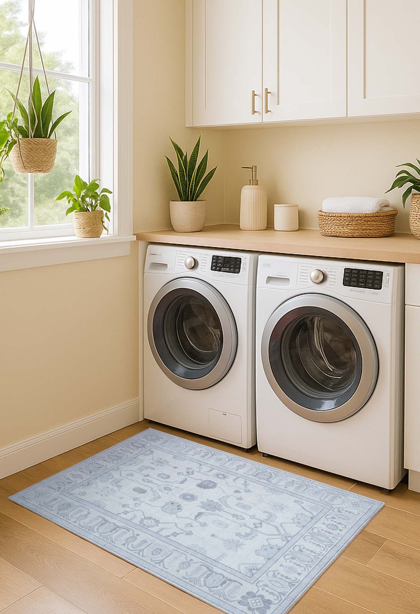 Inas Neutral Gray White Oushak Rug