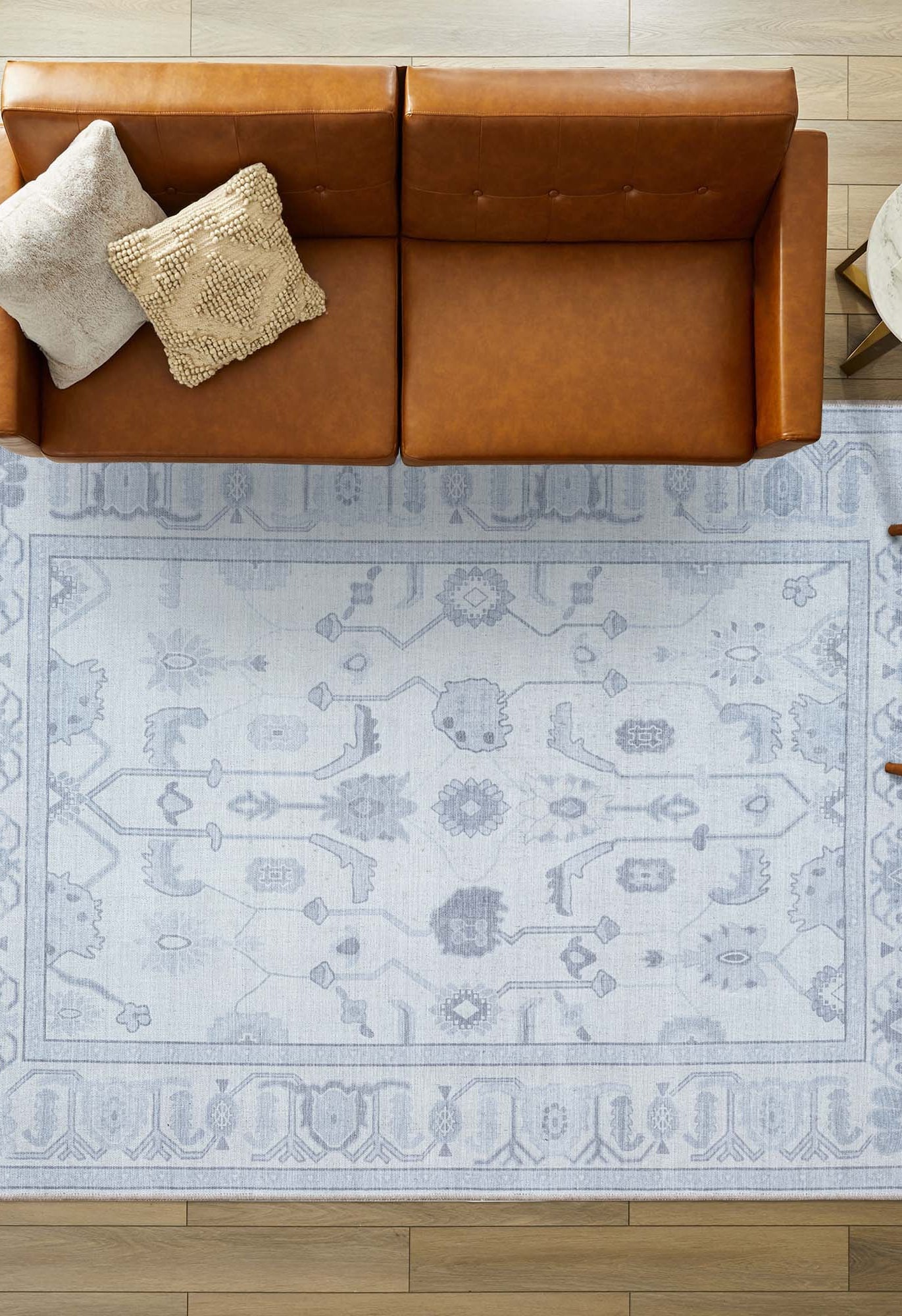 Inas Neutral Gray White Oushak Rug