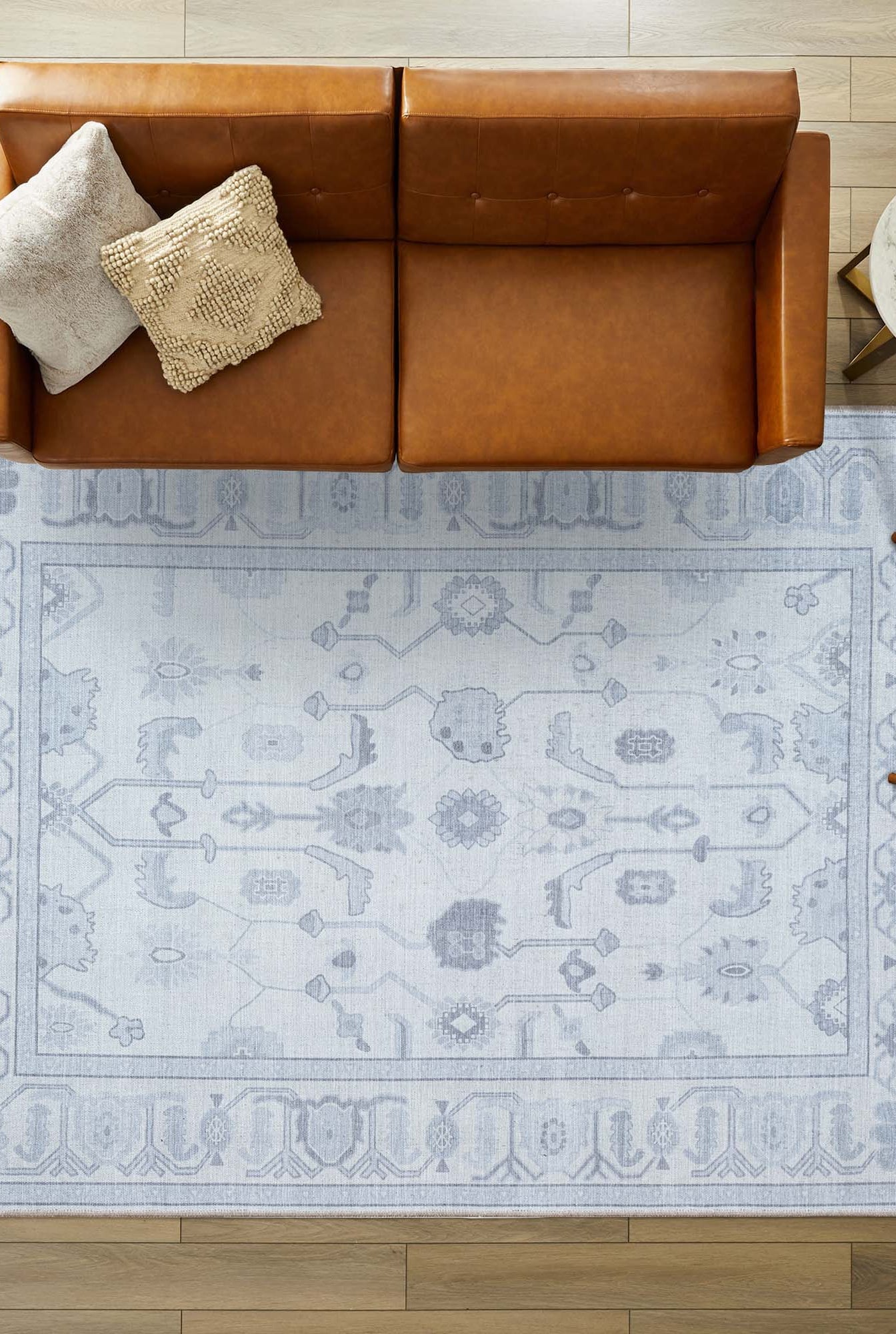 Inas Neutral Gray White Oushak Rug